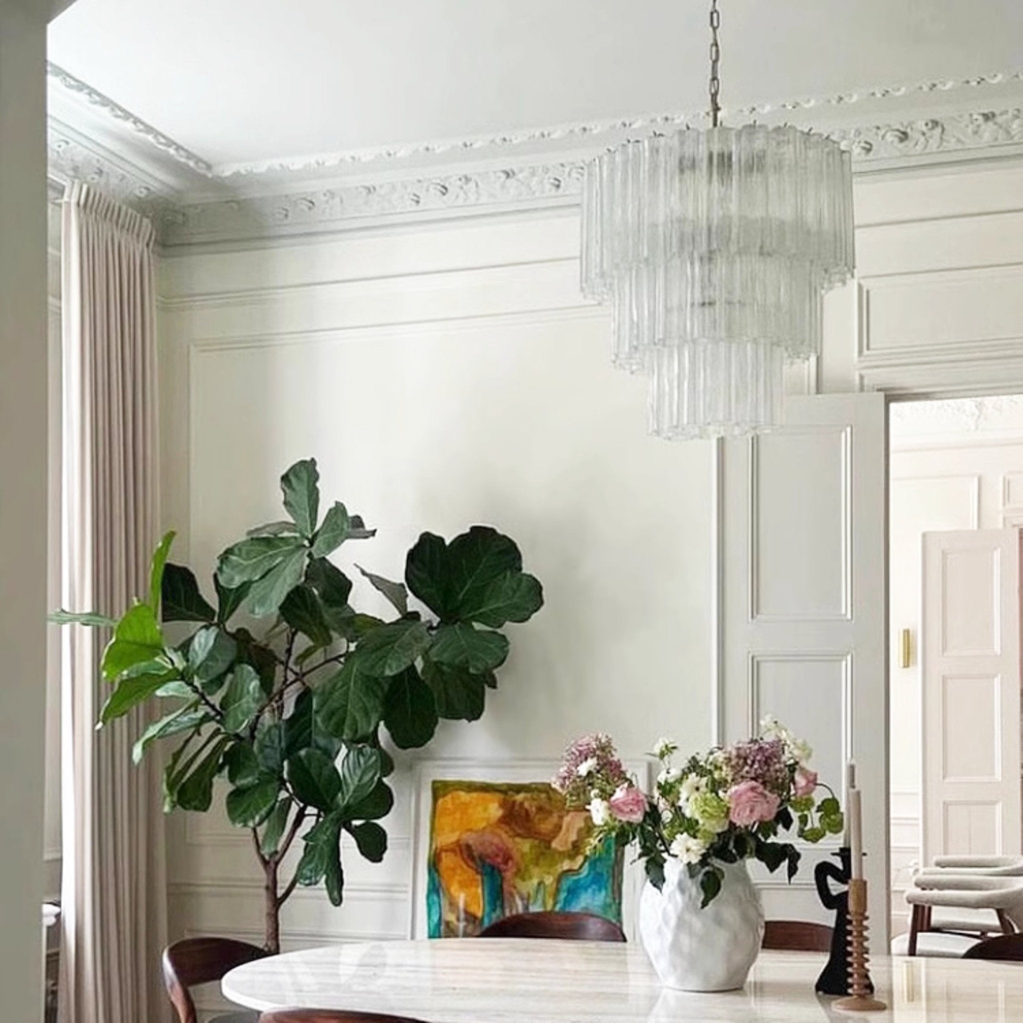 Aurora Chandelier Tiered Murano Glass Tube Waterfall Luxury