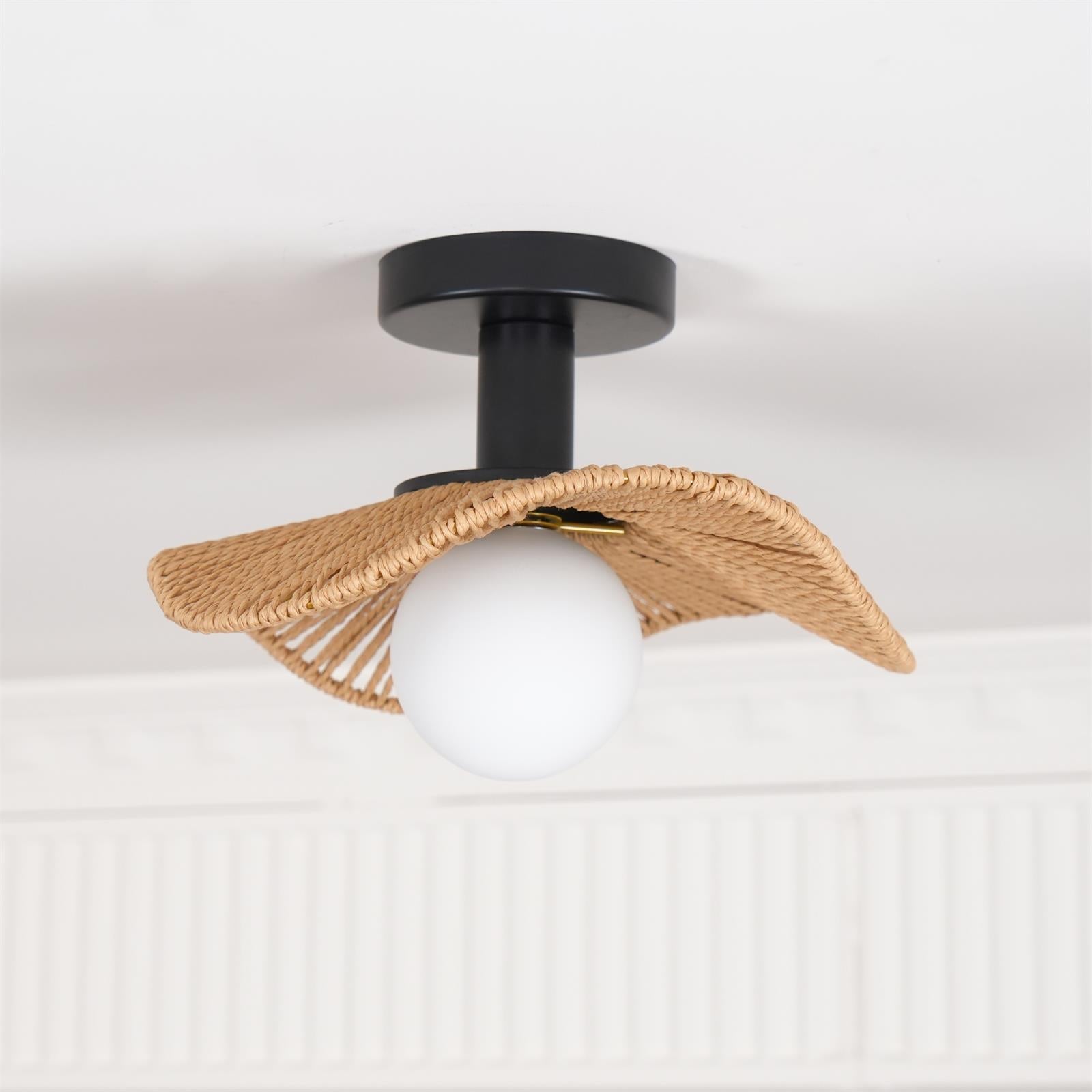 Fynora Woven Semi Flush Ceiling Light - Neutralighting