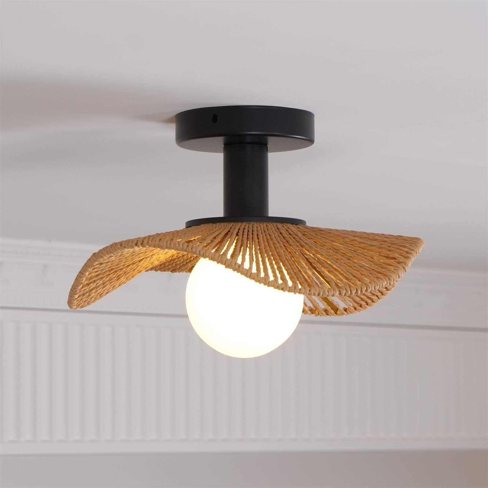 Fynora Woven Semi Flush Ceiling Light - Neutralighting