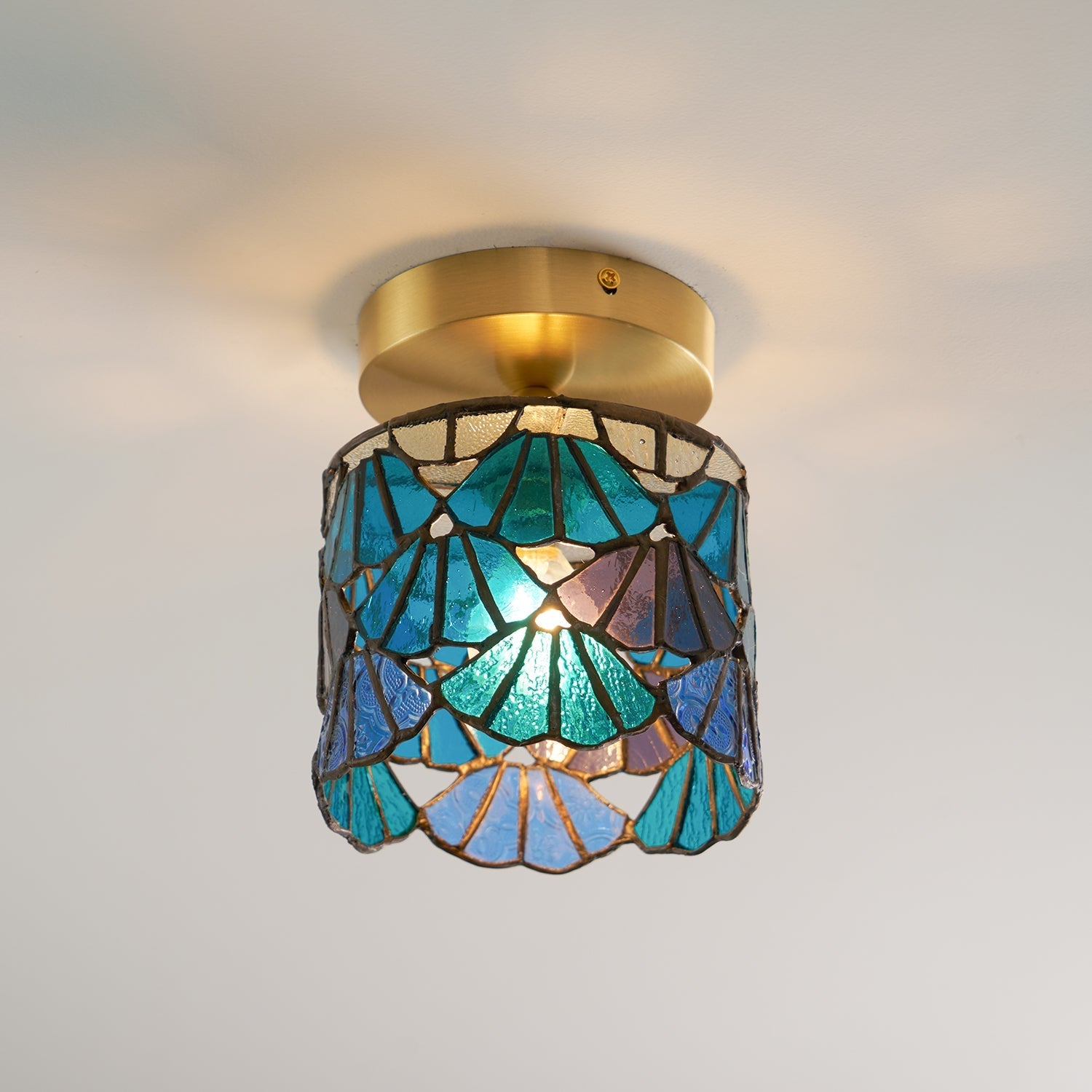 Rosavine Tiffany Stained Glass Semi Flush Mount Light - Neutralighting