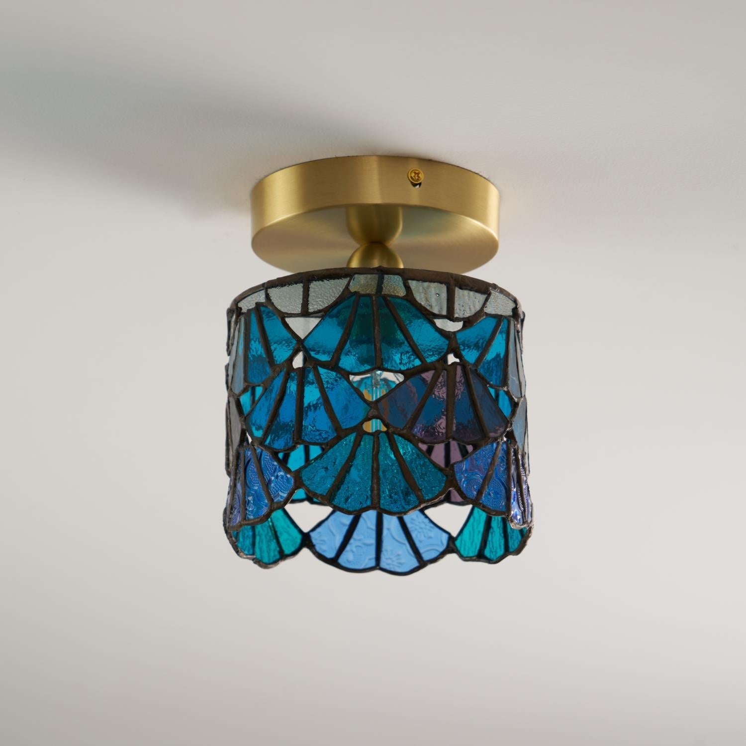 Rosavine Tiffany Stained Glass Semi Flush Mount Light - Neutralighting