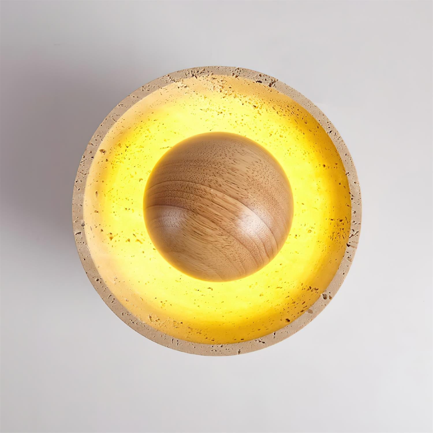 Cavora Ceiling Light Travertine Wood Dome Shape - Neutralighting