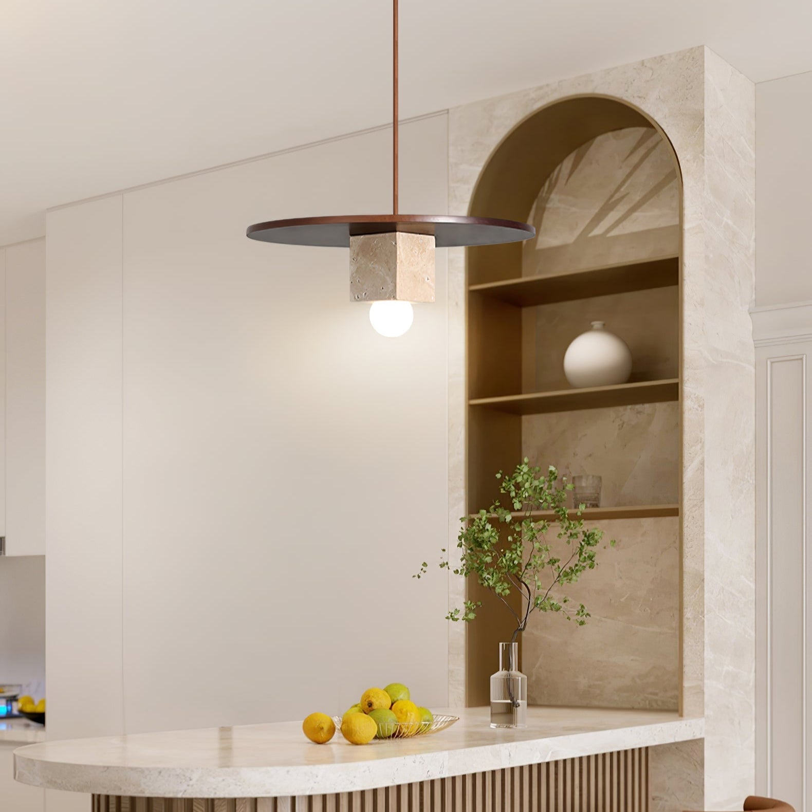 Ucariel Geometric Travertine Pendant Light - Neutralighting