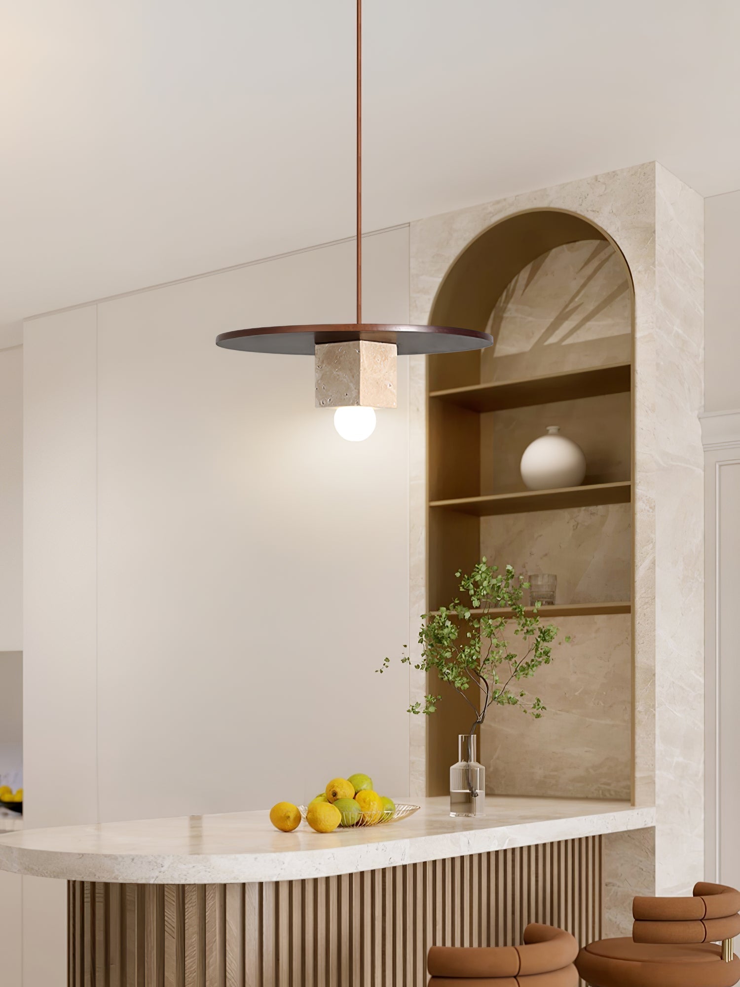 Ucariel Geometric Travertine Pendant Light - Neutralighting