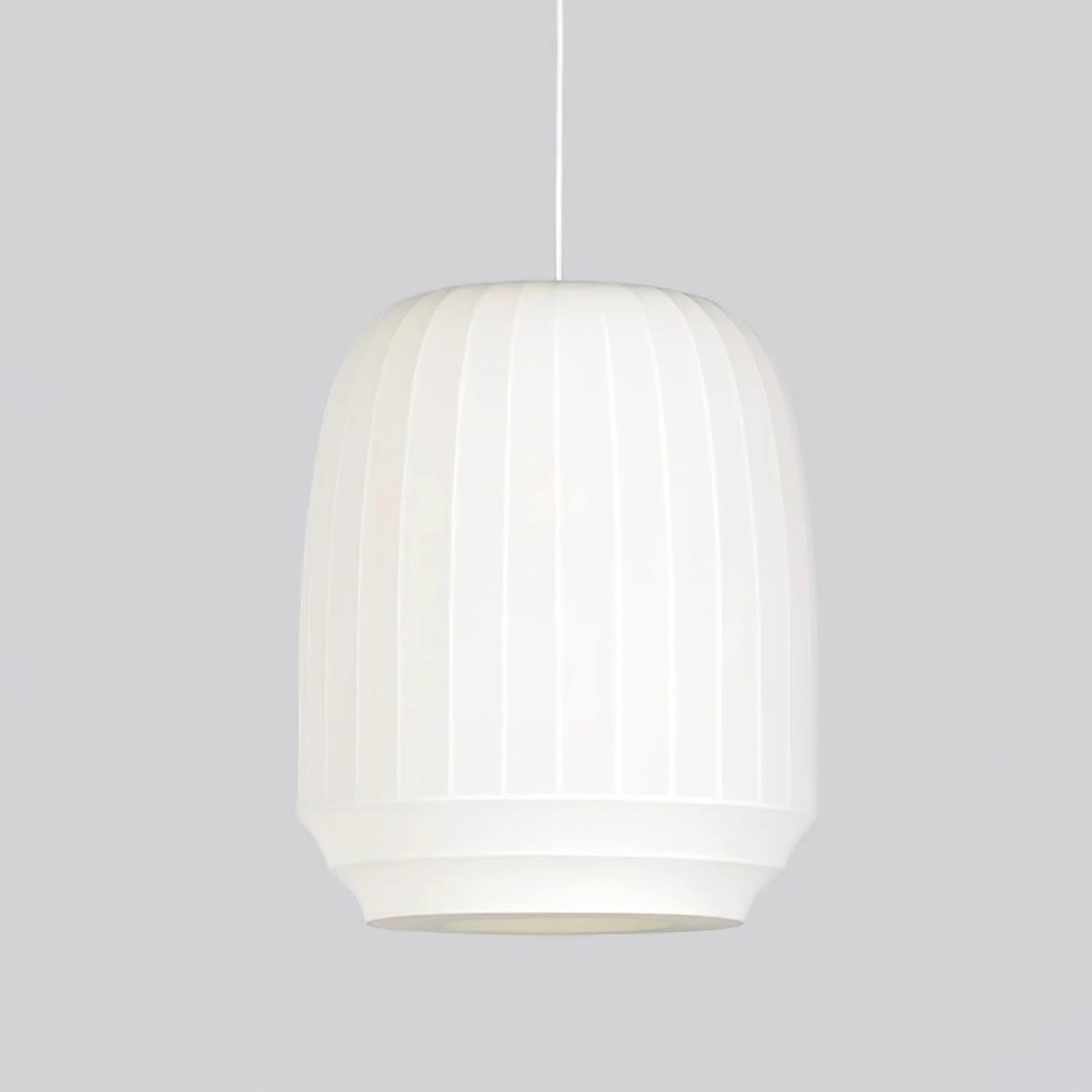 Pendant Lamp Silk Shade White Fabric Vertical Lines Soft Modern Minimalist - Neutralighting
