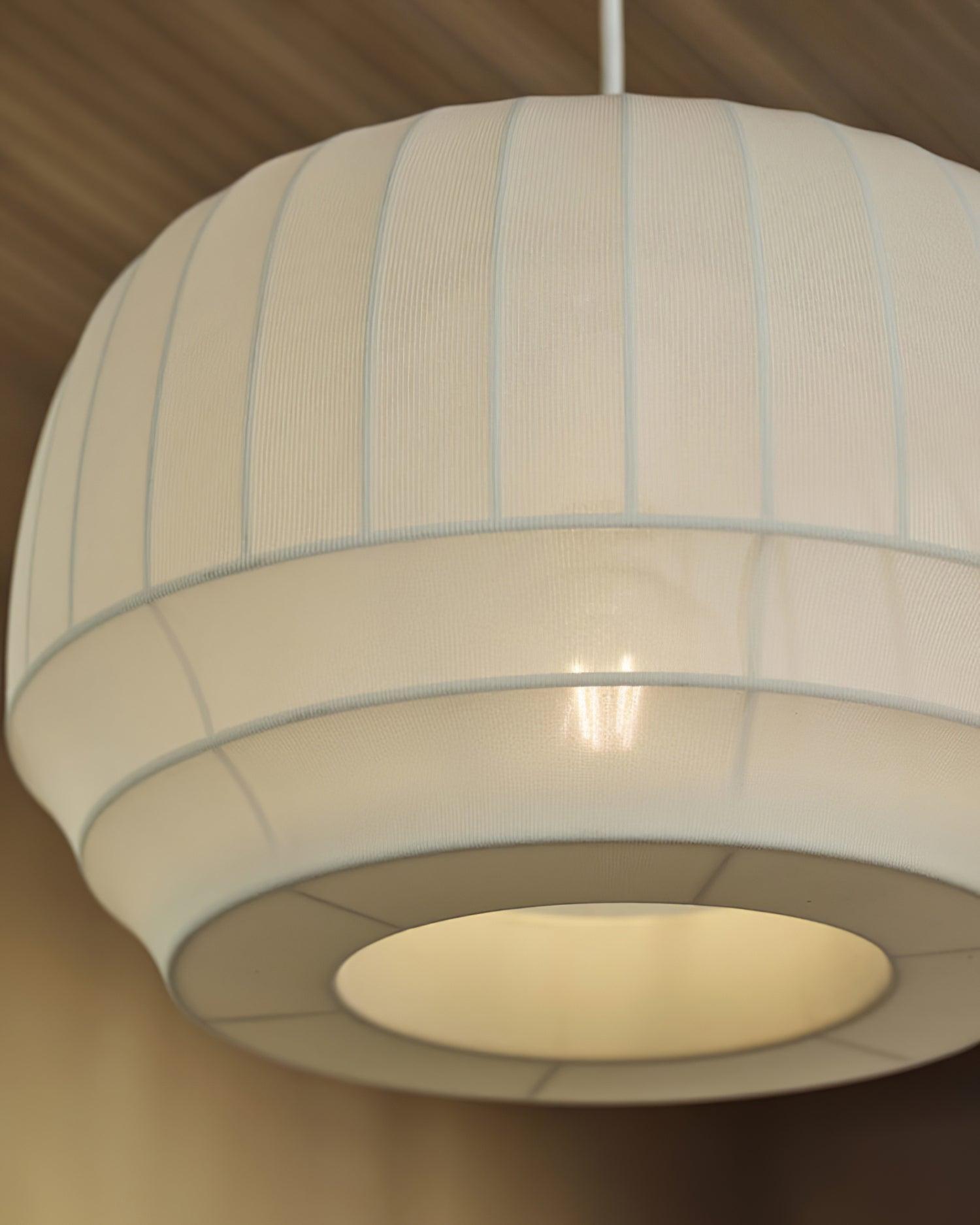 Pendant Lamp Silk Shade White Fabric Vertical Lines Soft Modern Minimalist - Neutralighting