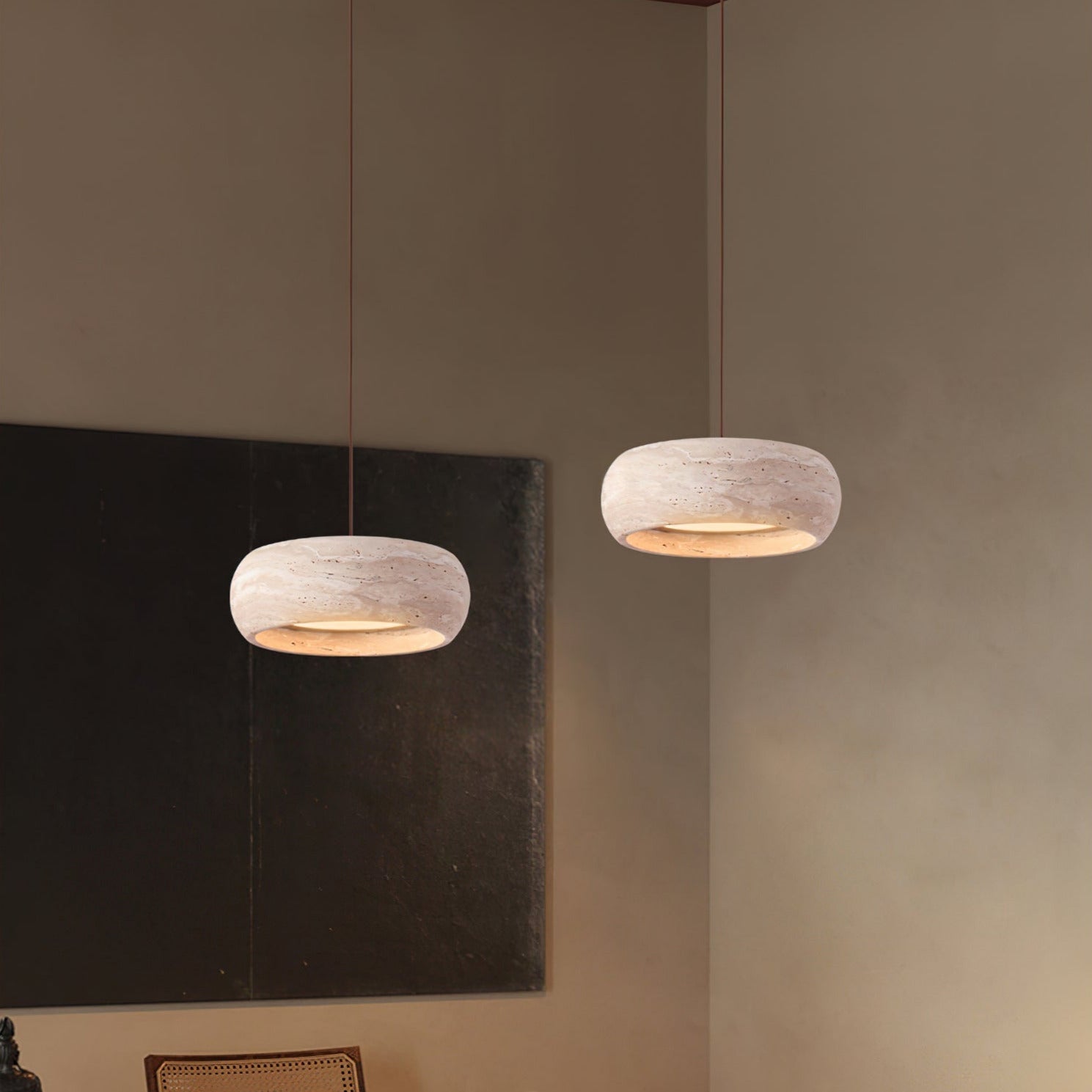 Ritta Donut-Shaped Pendant Lights Travertine - Neutralighting