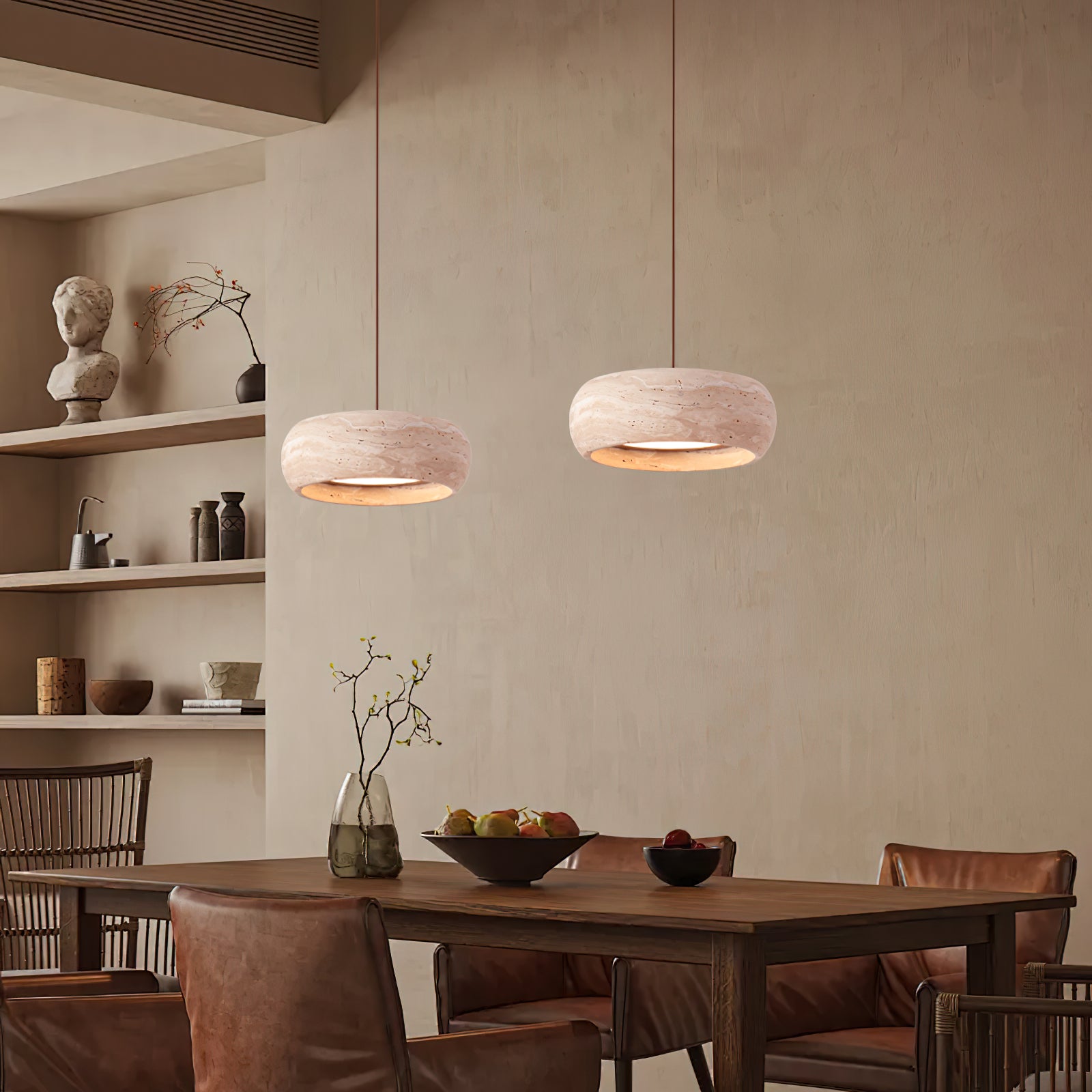 Ritta Donut-Shaped Pendant Lights Travertine - Neutralighting