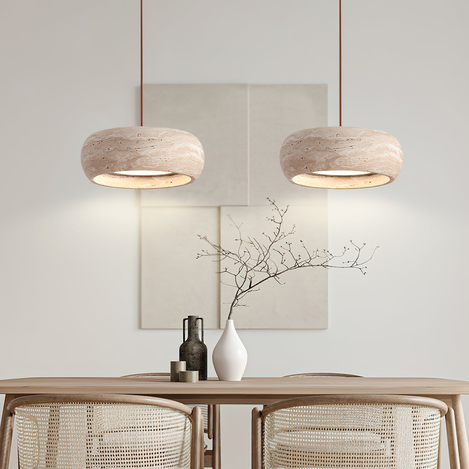 Ritta Donut-Shaped Pendant Lights Travertine - Neutralighting