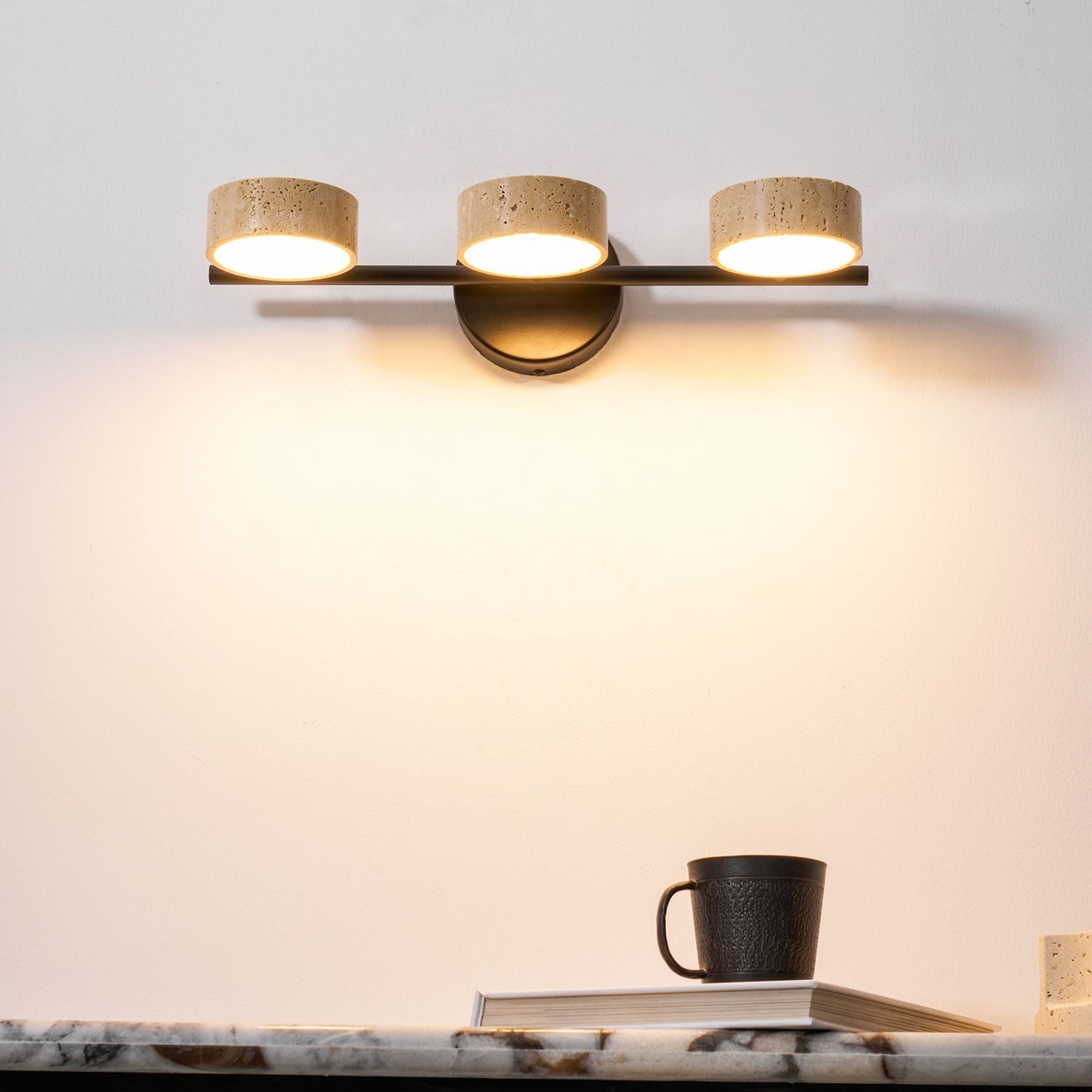 Ceshair Wall Light Multi Head Travertine Vanity Light - Neutralighting
