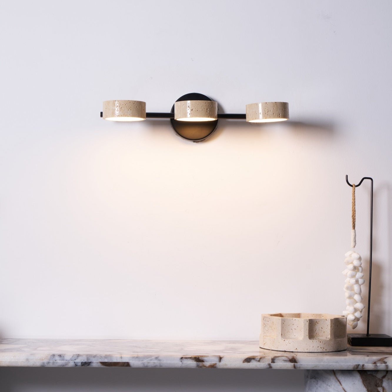 Ceshair Wall Light Multi Head Travertine Vanity Light - Neutralighting