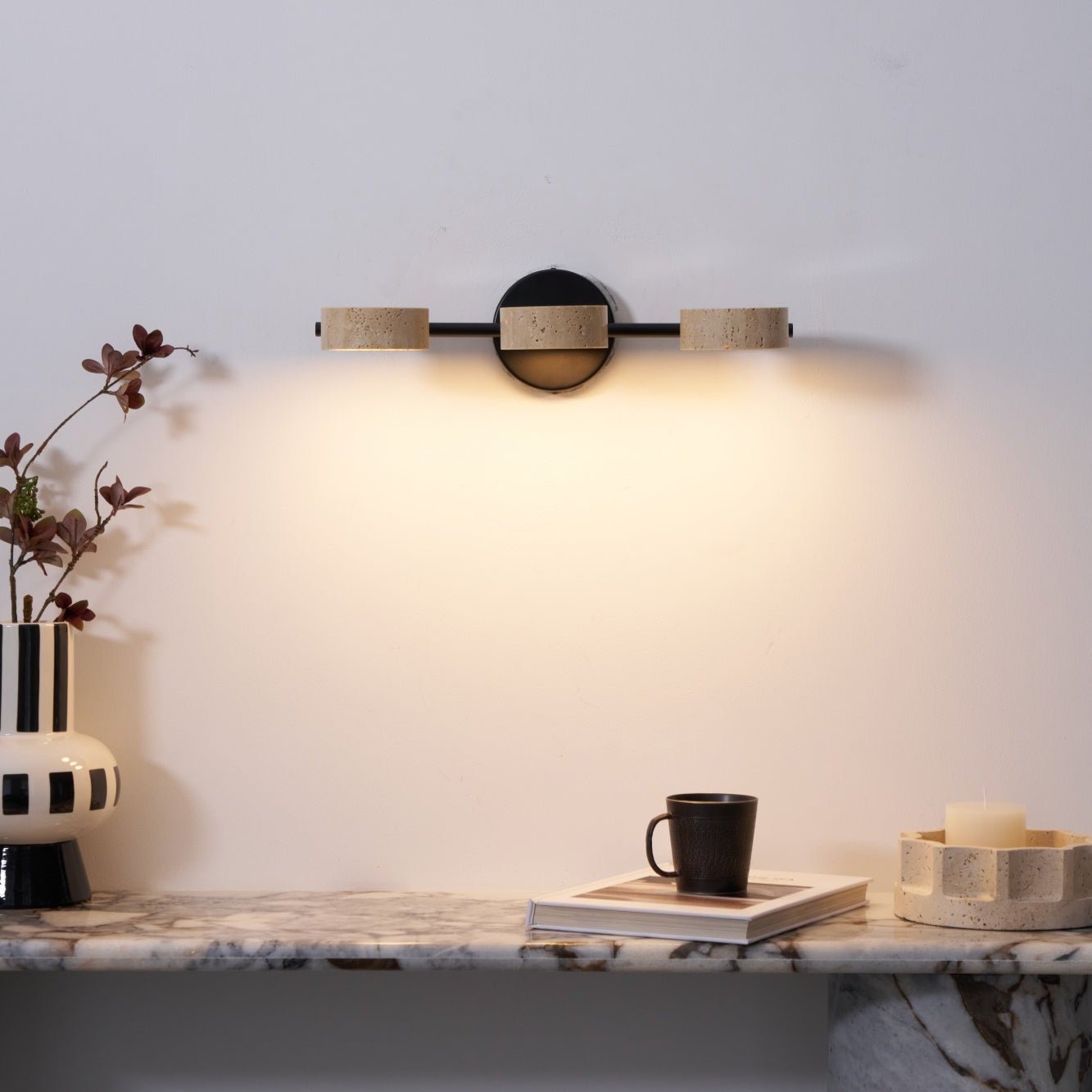 Ceshair Wall Light Multi Head Travertine Vanity Light - Neutralighting