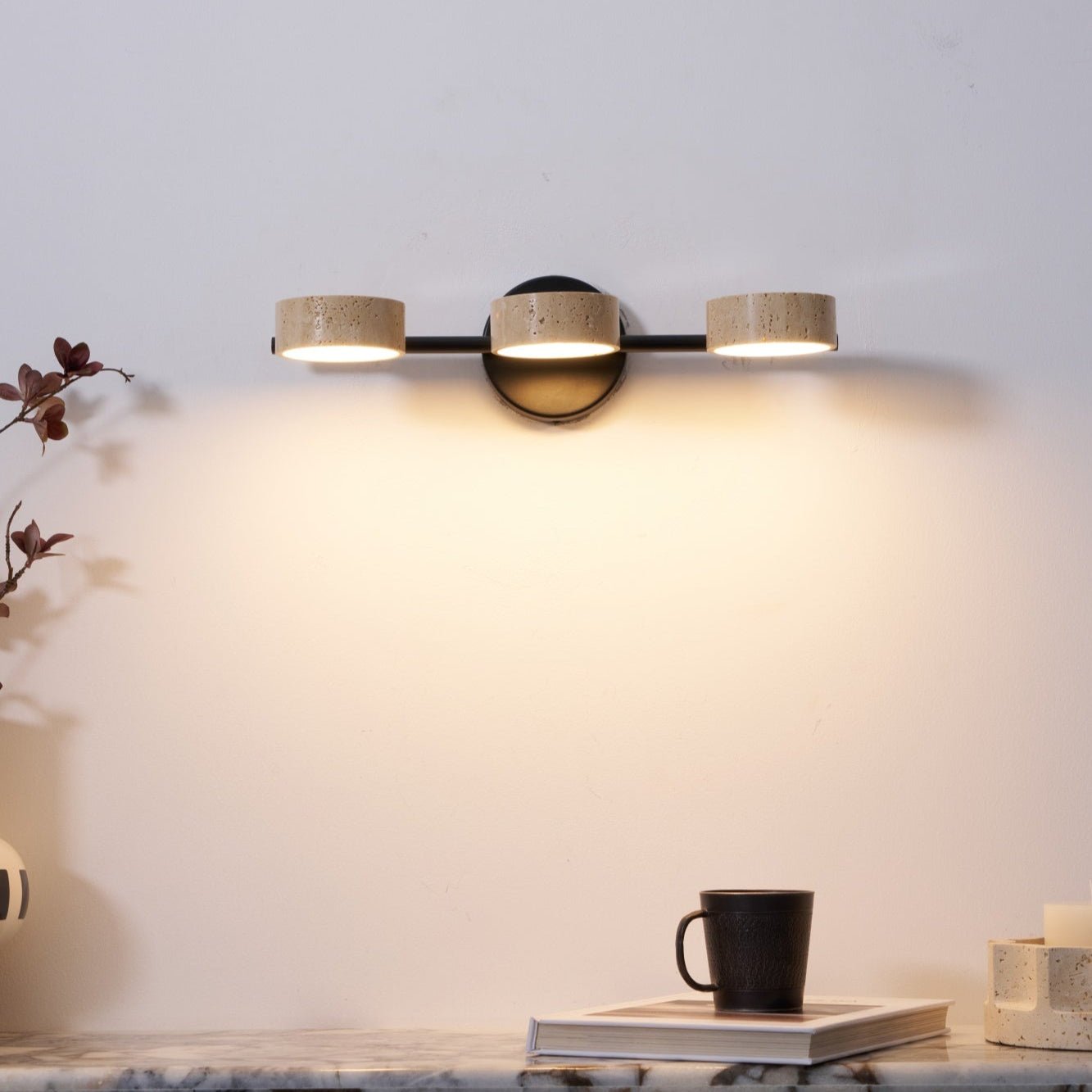 Ceshair Wall Light Multi Head Travertine Vanity Light - Neutralighting