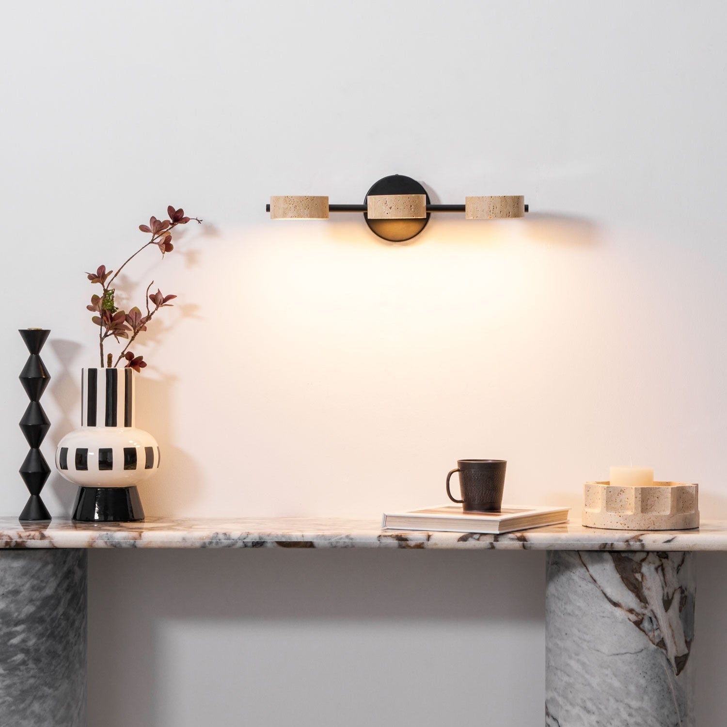 Ceshair Wall Light Multi Head Travertine Vanity Light - Neutralighting