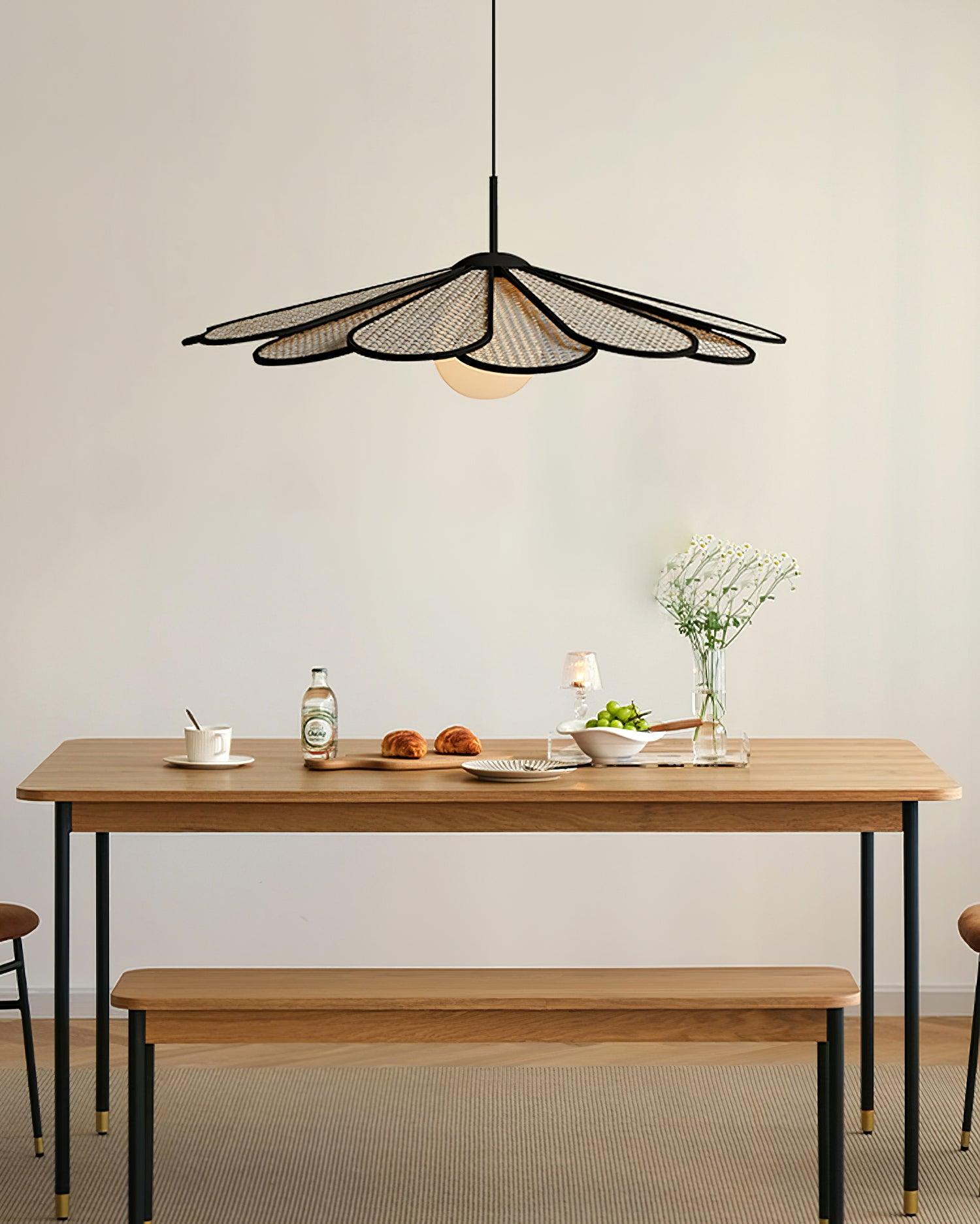 Pendant Lamp Rattan Petal Shade Metal Frame Tropical - Neutralighting