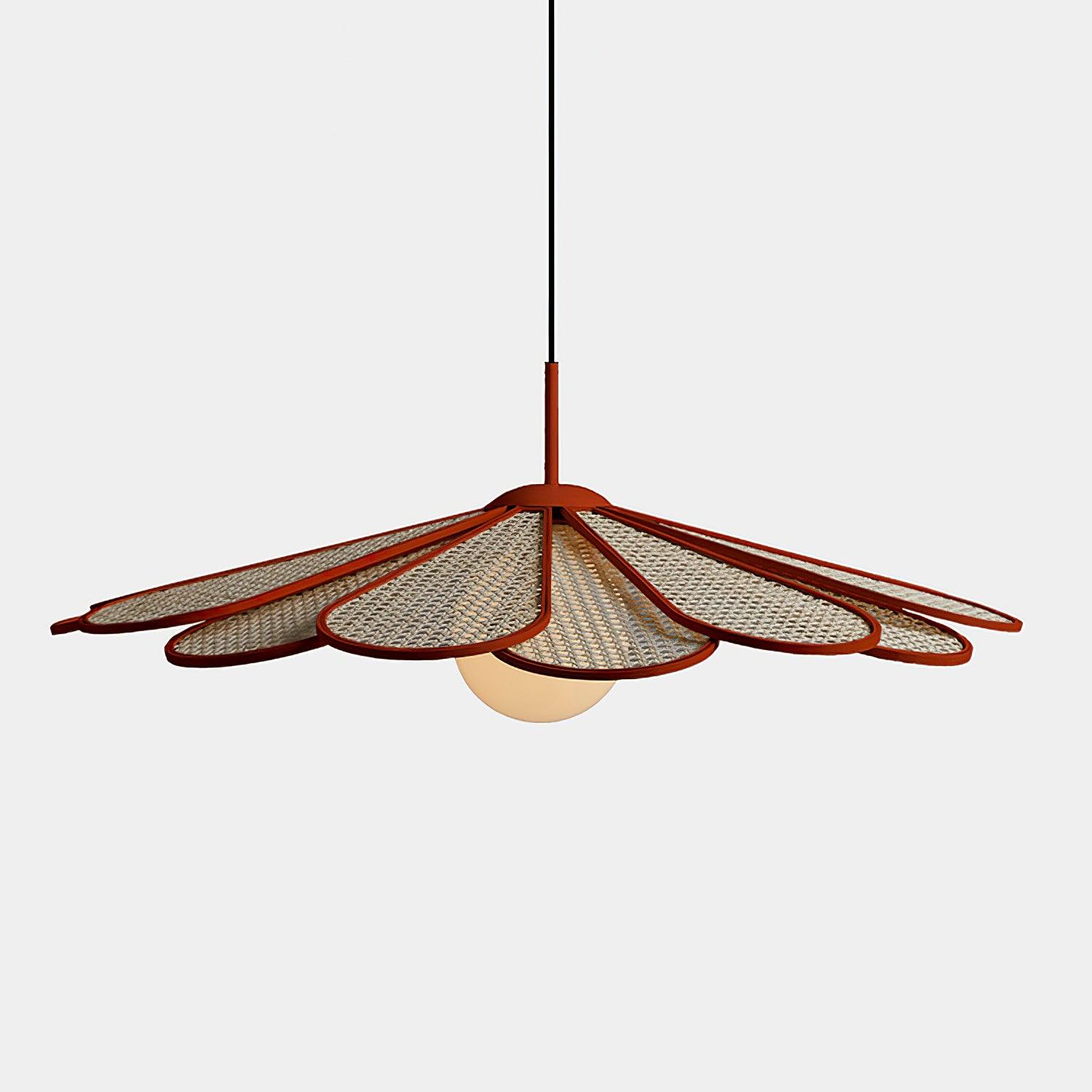 Pendant Lamp Rattan Petal Shade Metal Frame Tropical - Neutralighting