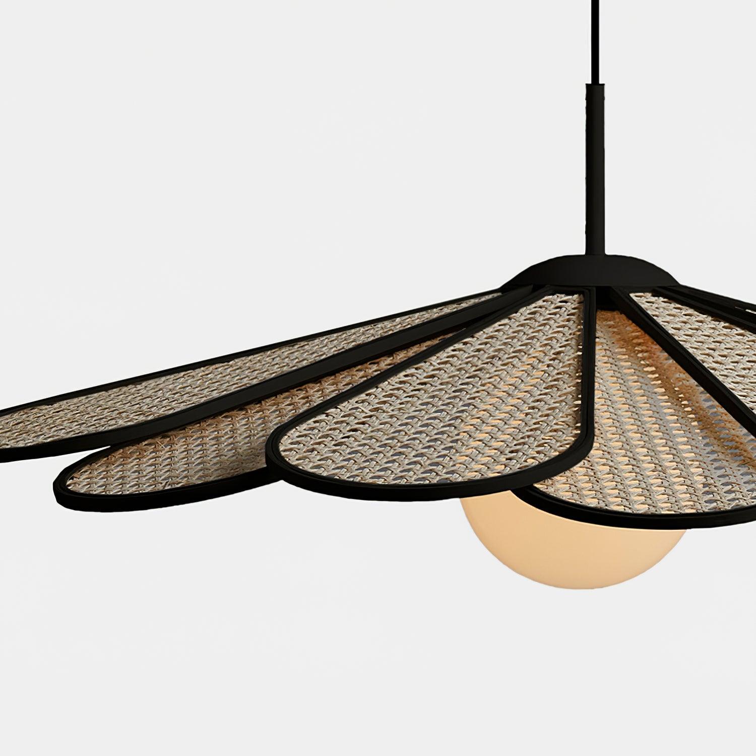 Pendant Lamp Rattan Petal Shade Metal Frame Tropical - Neutralighting
