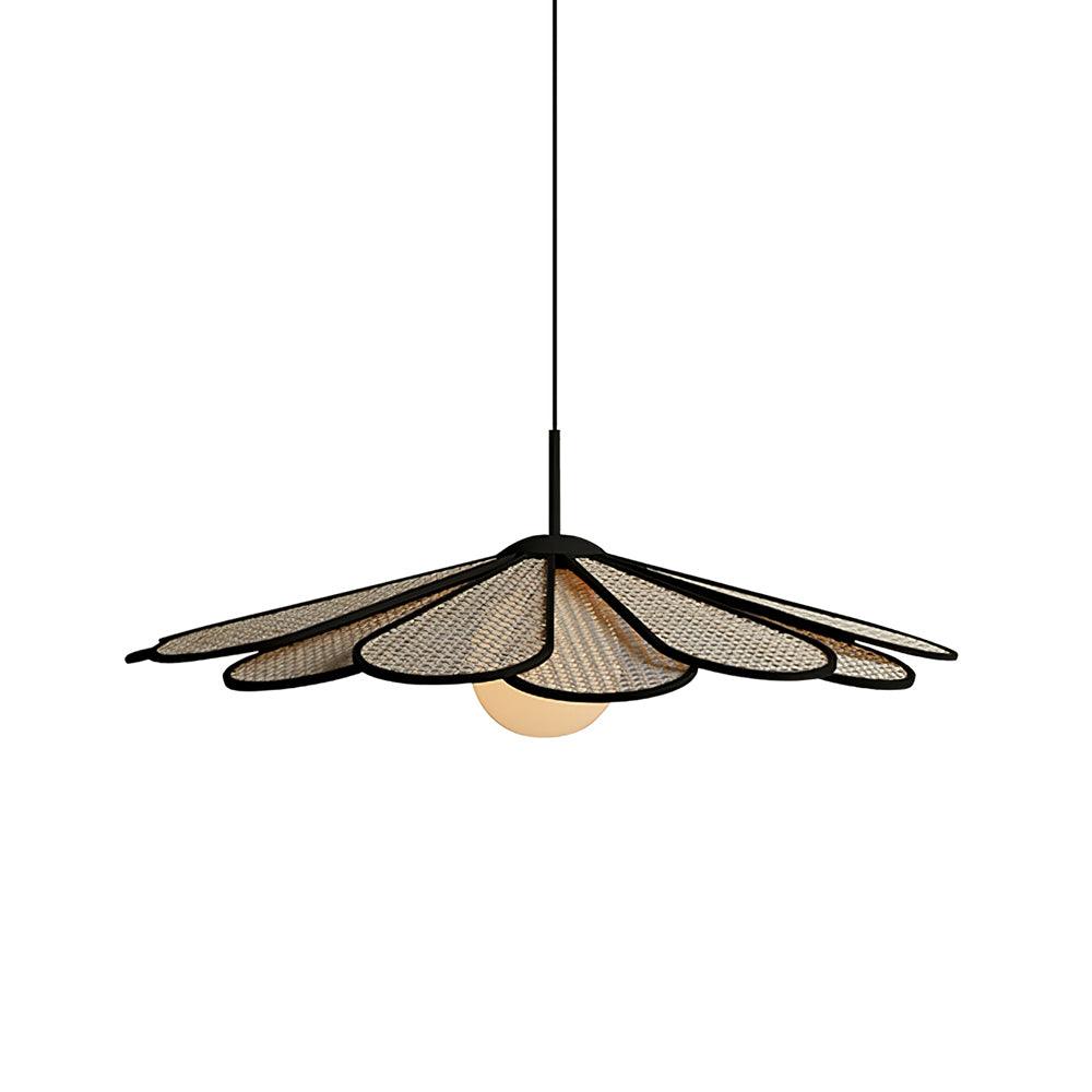 Pendant Lamp Rattan Petal Shade Metal Frame Tropical - Neutralighting