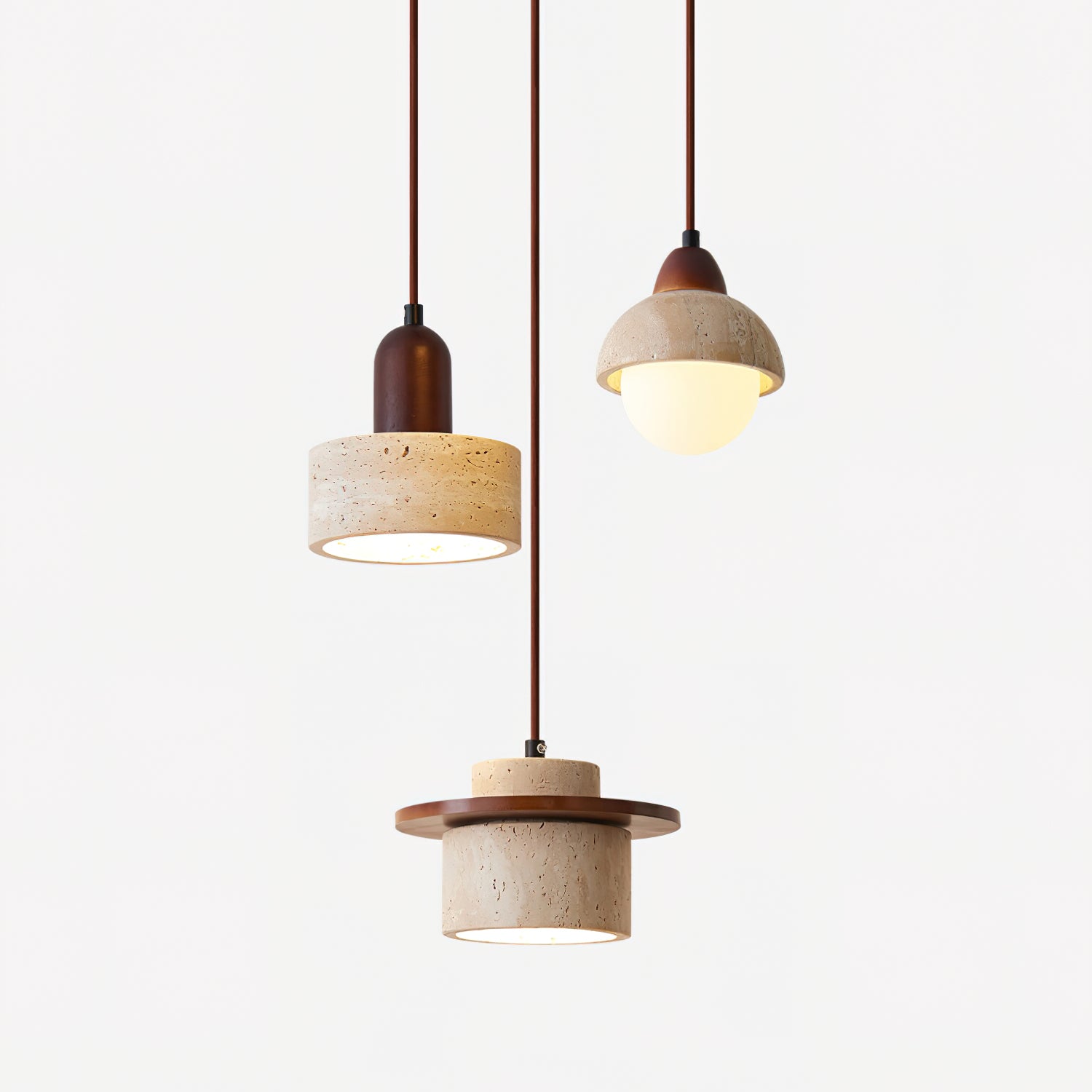 Lunara Multi-Light Pendant Lamp Set Travertine - Neutralighting