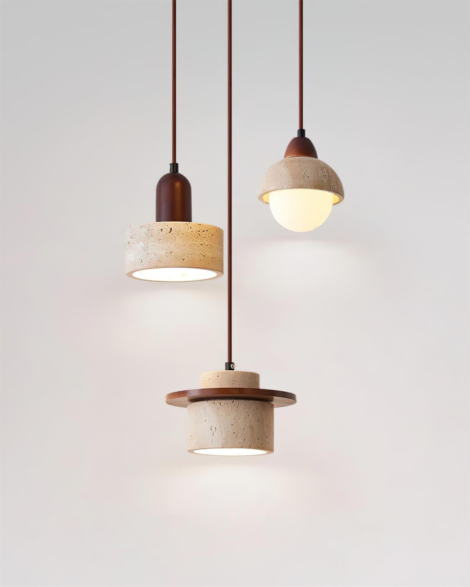 Lunara Multi-Light Pendant Lamp Set Travertine - Neutralighting