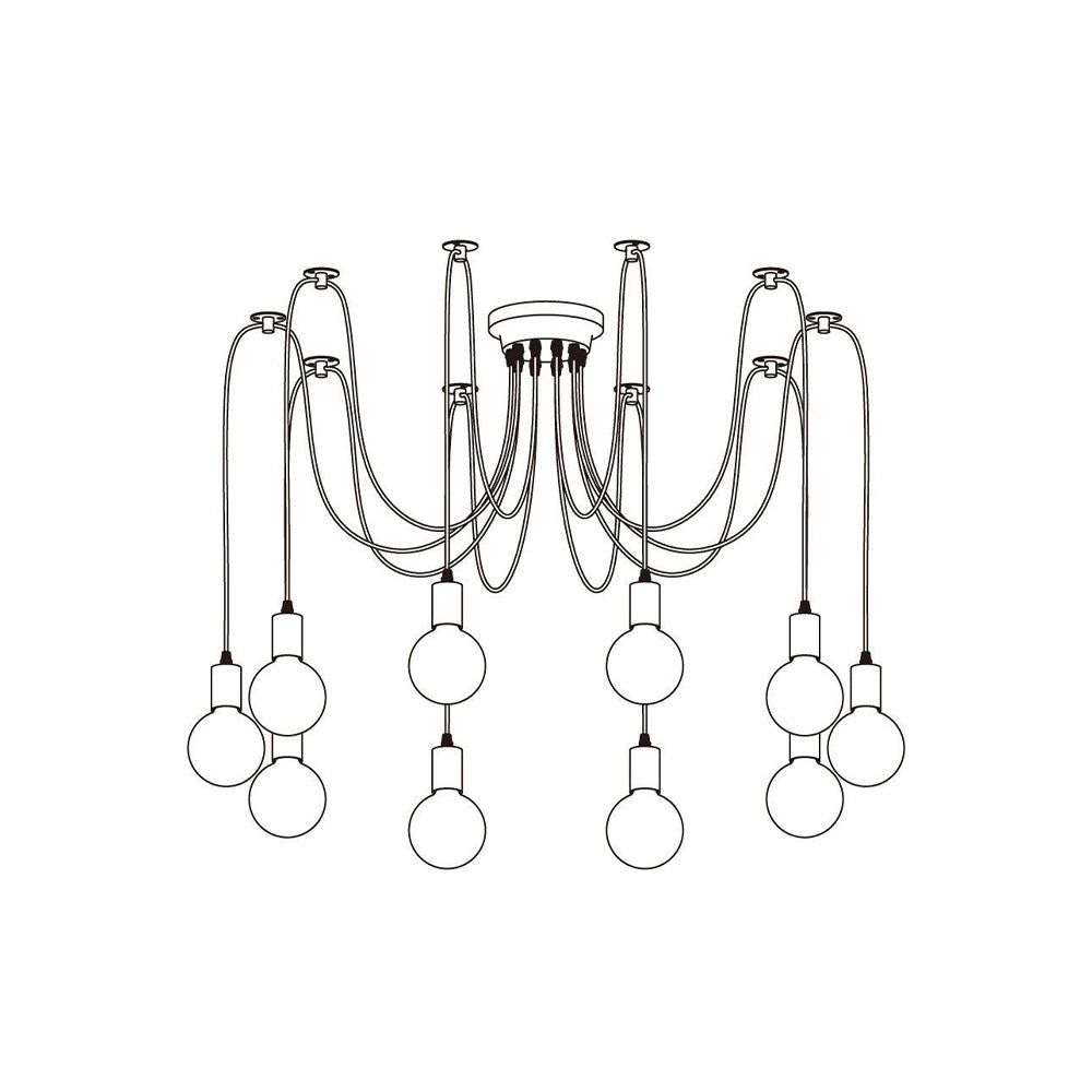 Silva Retro Country LED Spider Chandelier, Black/White - Neutralighting