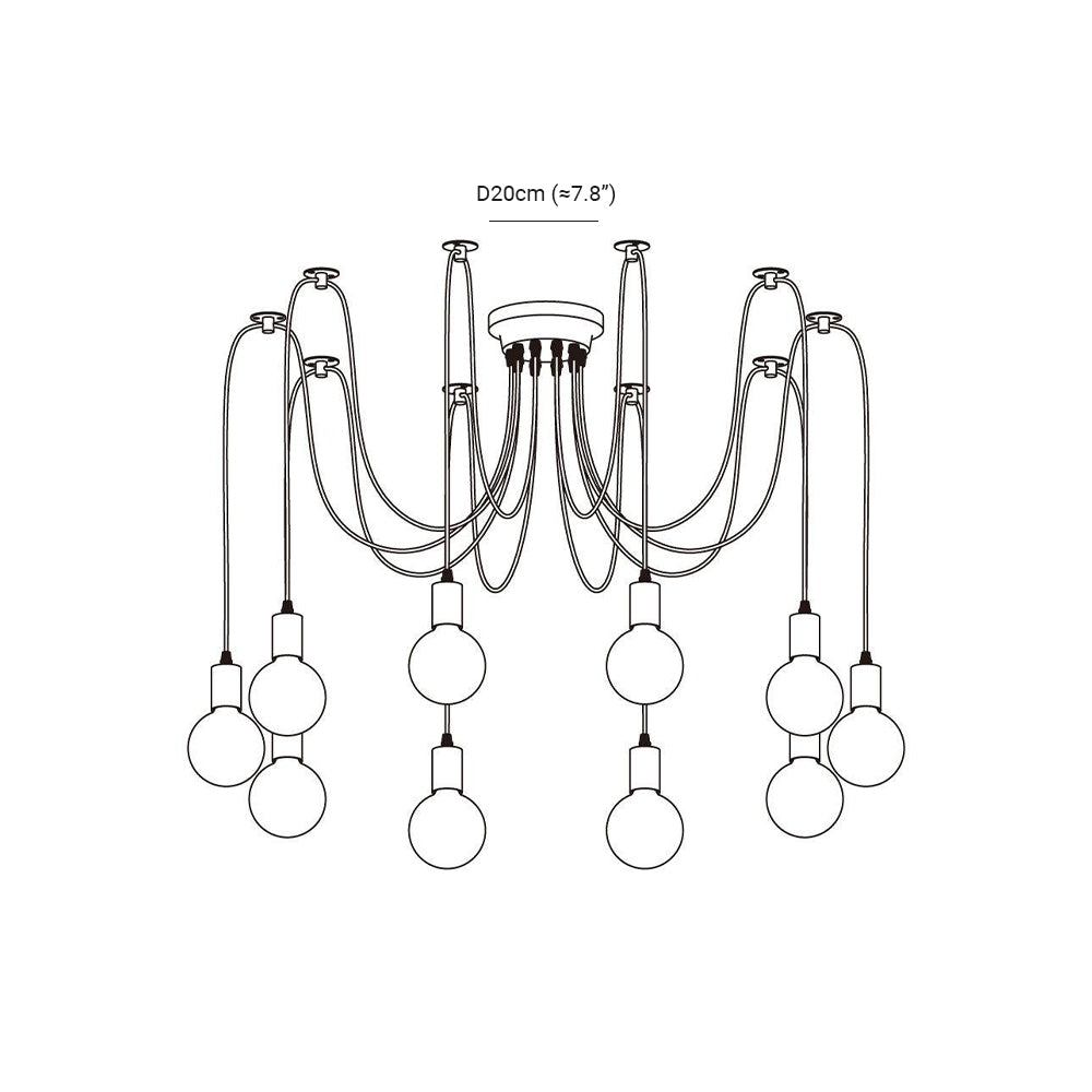 Silva Retro Country LED Spider Chandelier, Black/White - Neutralighting