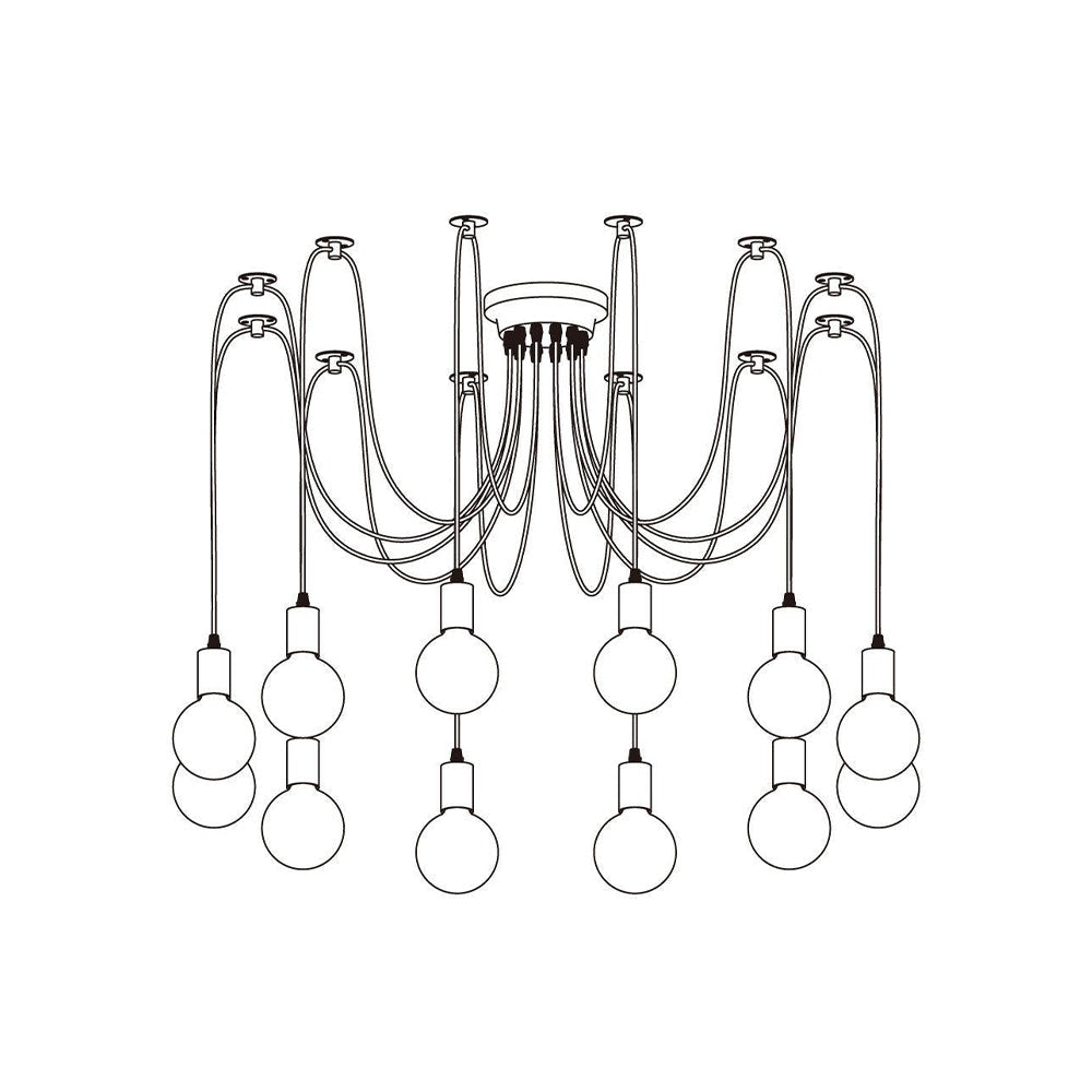 Silva Retro Country LED Spider Chandelier, Black/White - Neutralighting