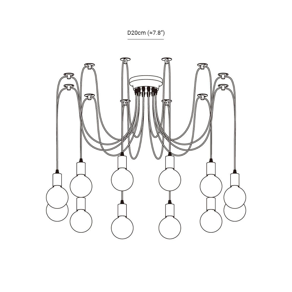 Silva Retro Country LED Spider Chandelier, Black/White - Neutralighting