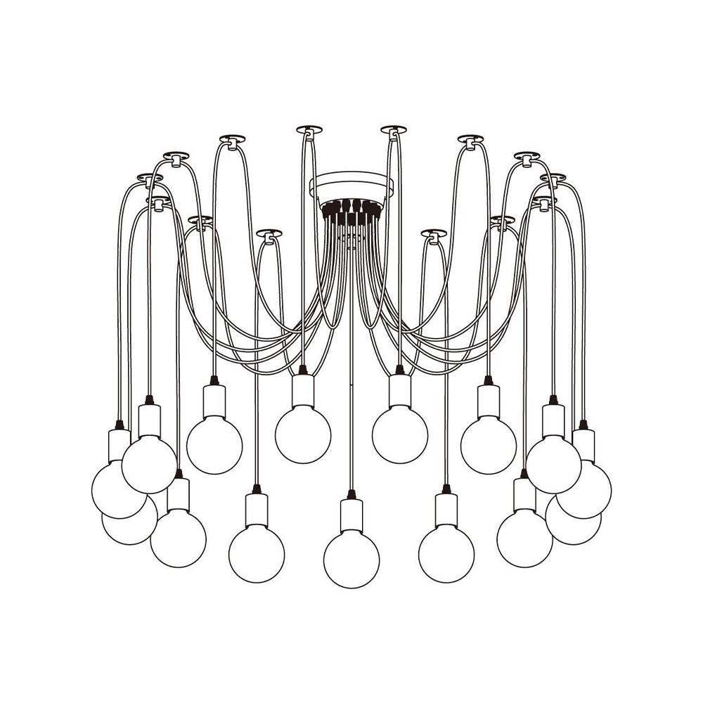 Silva Retro Country LED Spider Chandelier, Black/White - Neutralighting