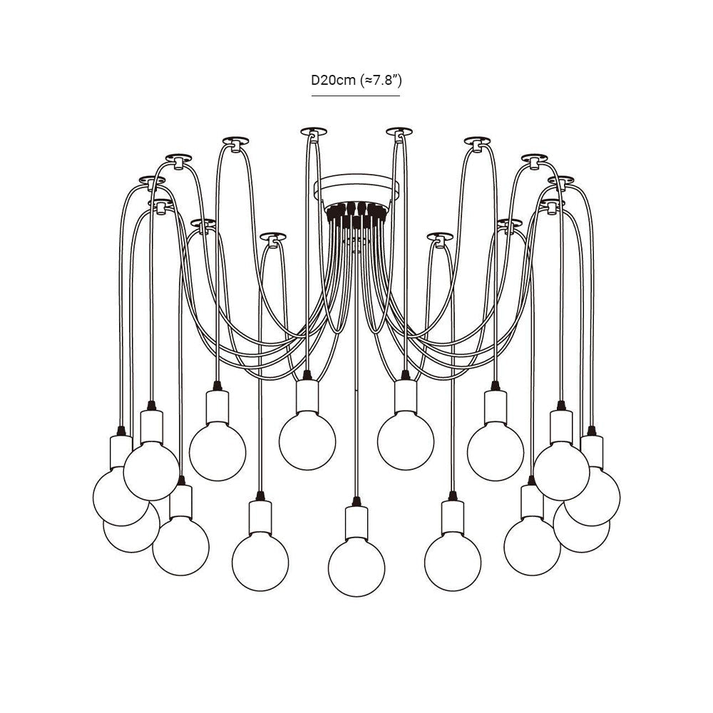 Silva Retro Country LED Spider Chandelier, Black/White - Neutralighting