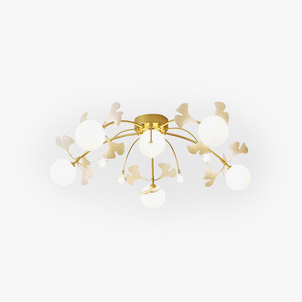 Olivia Nordic Multi Globe Metal/Ceramic Flush Mount Ceiling Light, White/Gold - Neutralighting