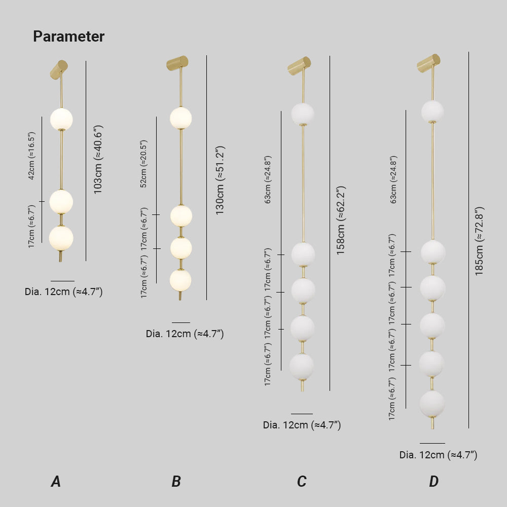 Valentina Vertical Balls Wall Lamp - Neutralighting