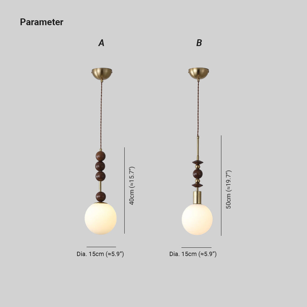 Norn Vintage Globe Pendant Light Wooden Beads - Neutralighting
