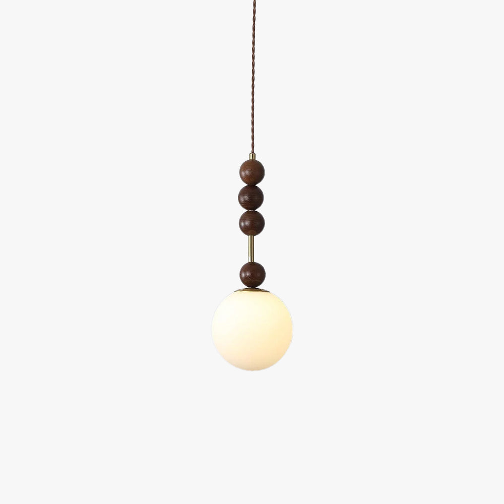 Norn Vintage Globe Pendant Light Wooden Beads - Neutralighting