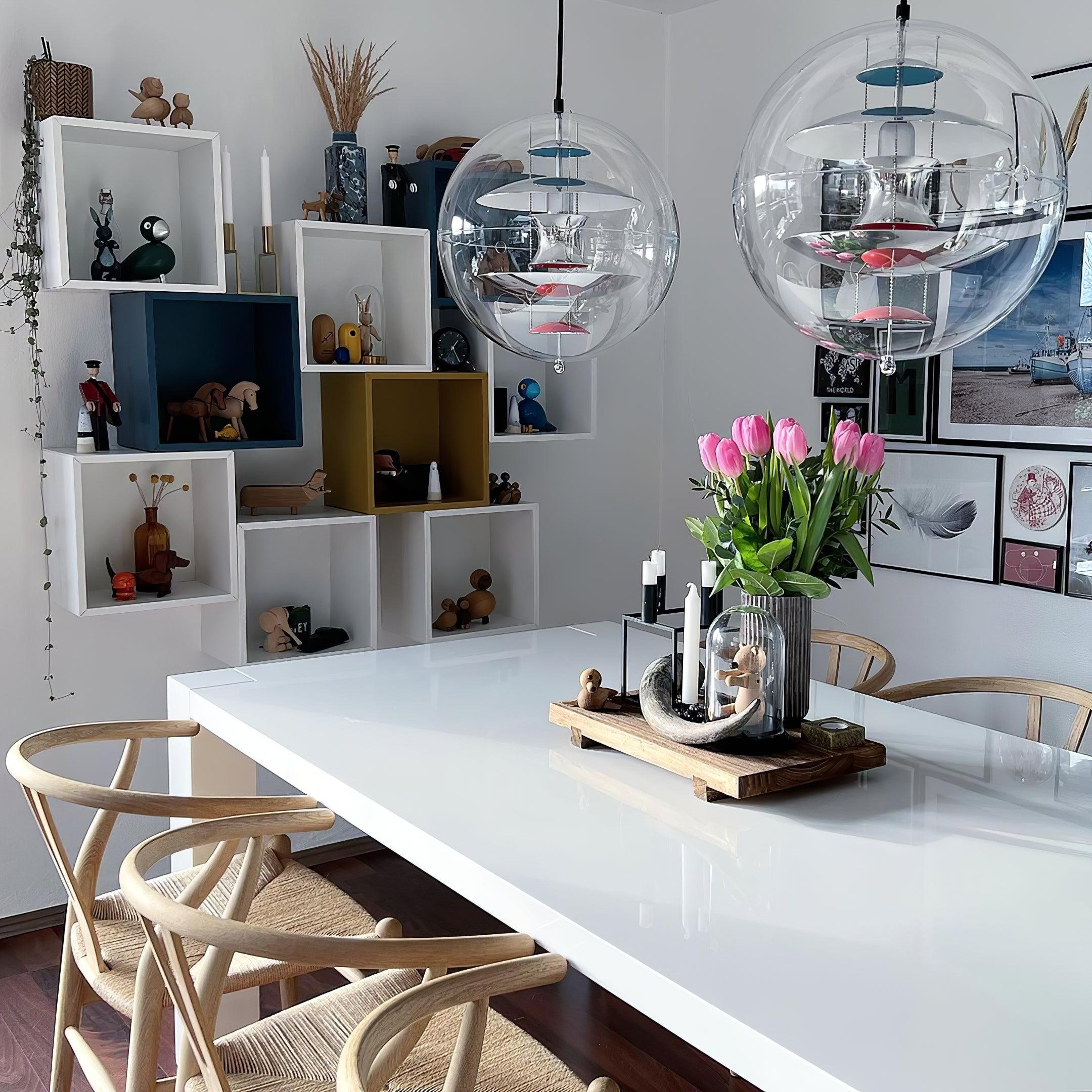 Pendant Lamp Floating Geometric Layers Clear Globe Futuristic Modern - Neutralighting