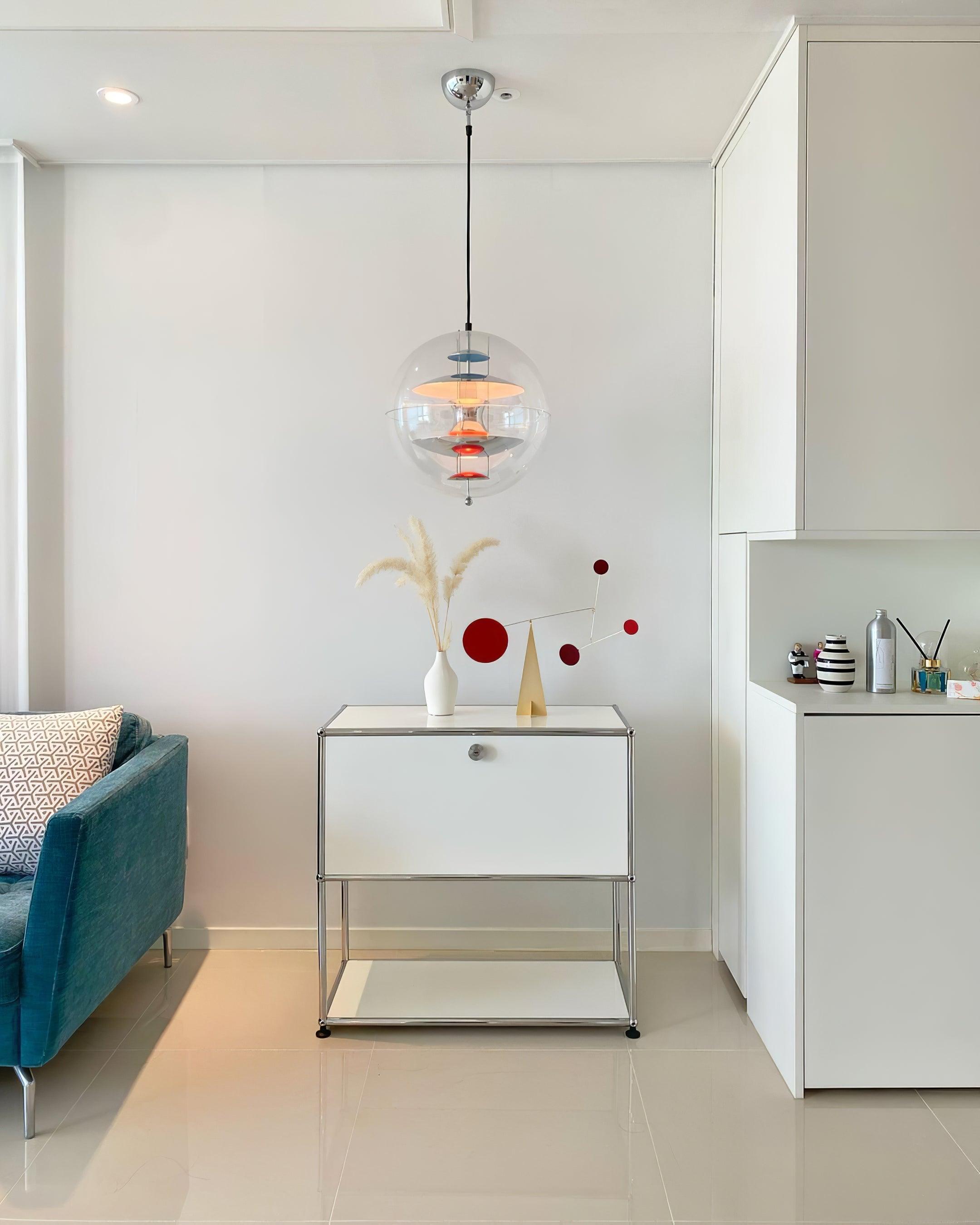 Pendant Lamp Floating Geometric Layers Clear Globe Futuristic Modern - Neutralighting