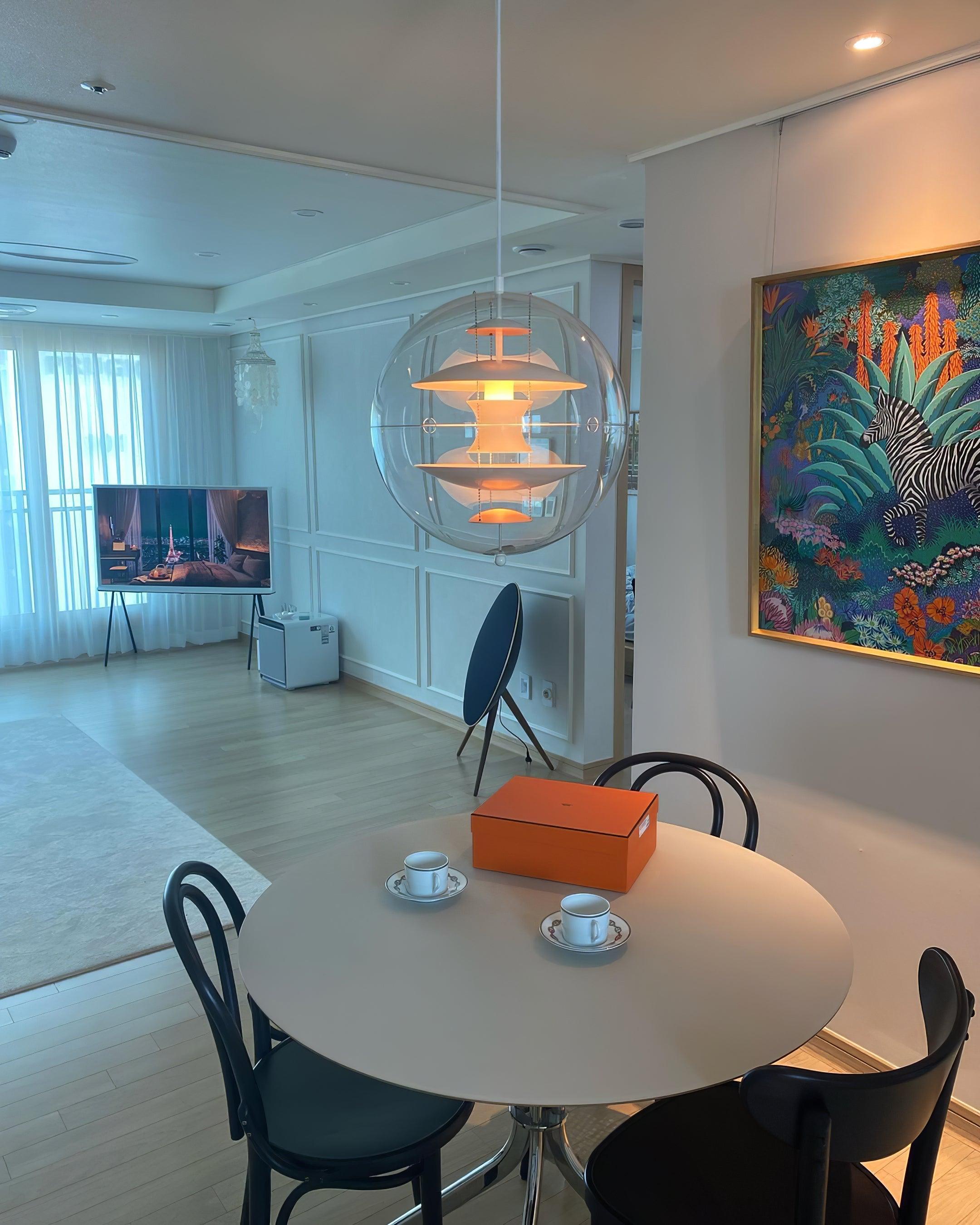 Pendant Lamp Floating Geometric Layers Clear Globe Futuristic Modern - Neutralighting