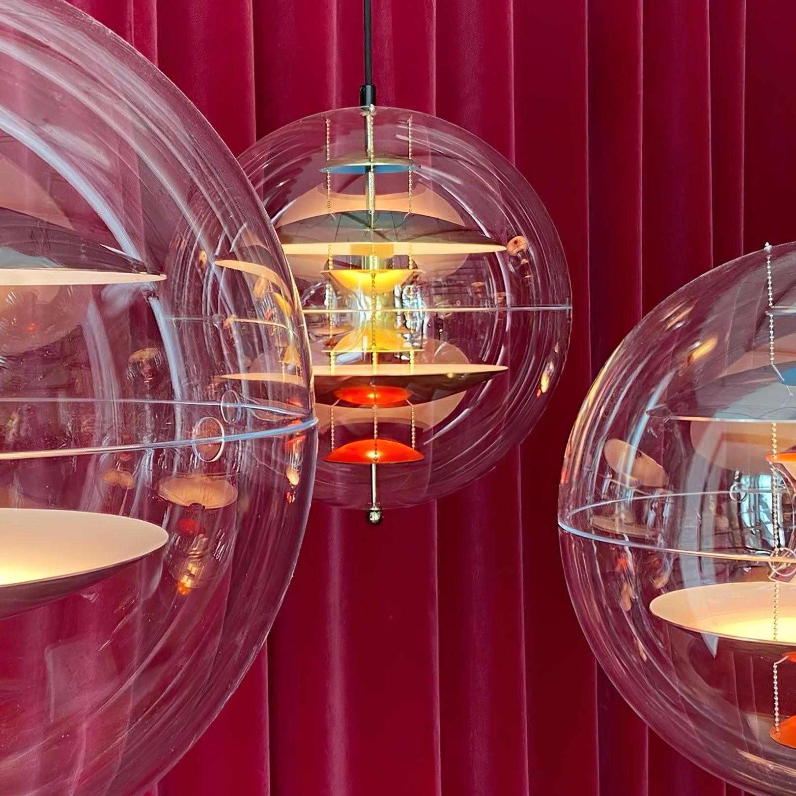 Pendant Lamp Floating Geometric Layers Clear Globe Futuristic Modern - Neutralighting