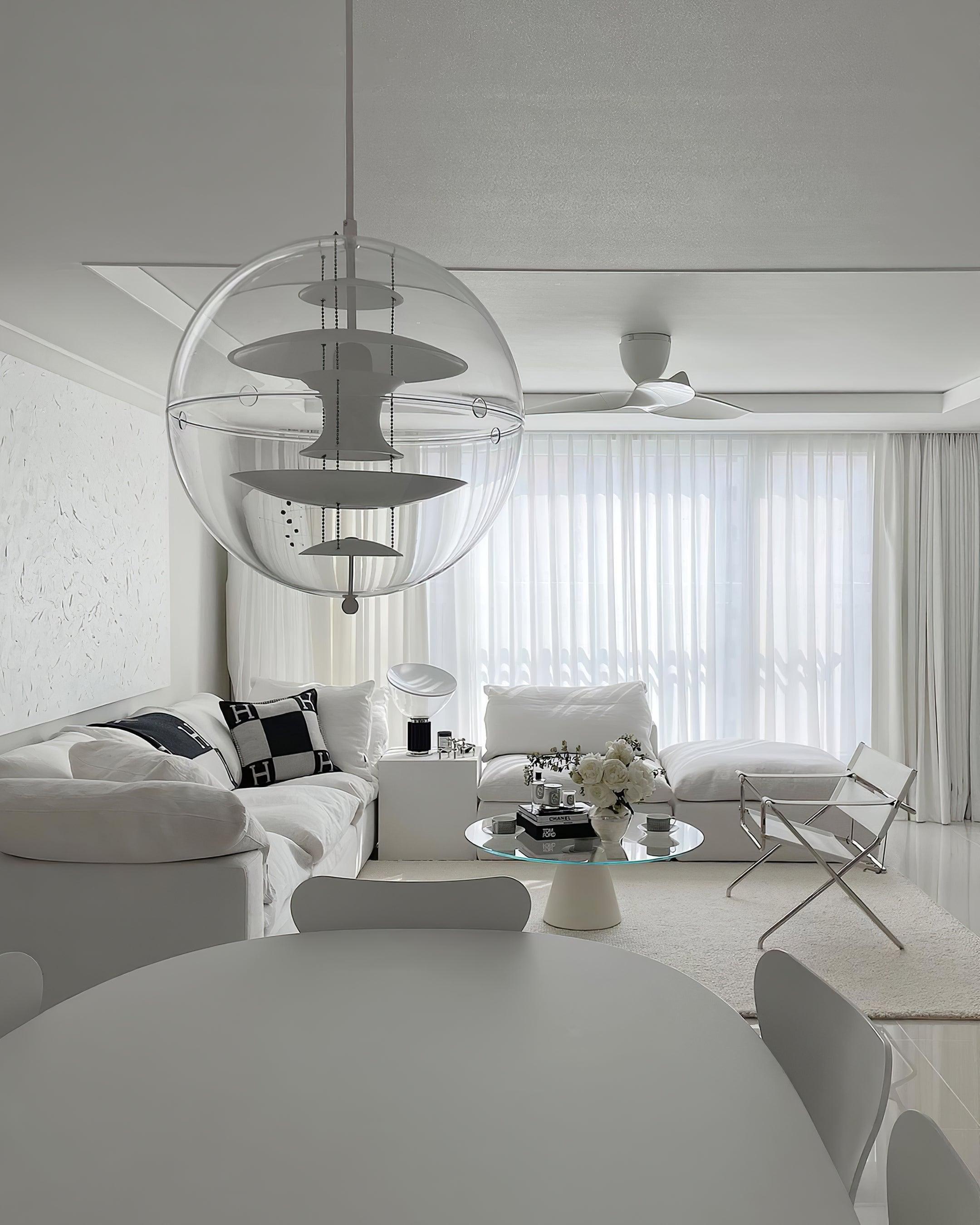 Pendant Lamp Floating Geometric Layers Clear Globe Futuristic Modern - Neutralighting