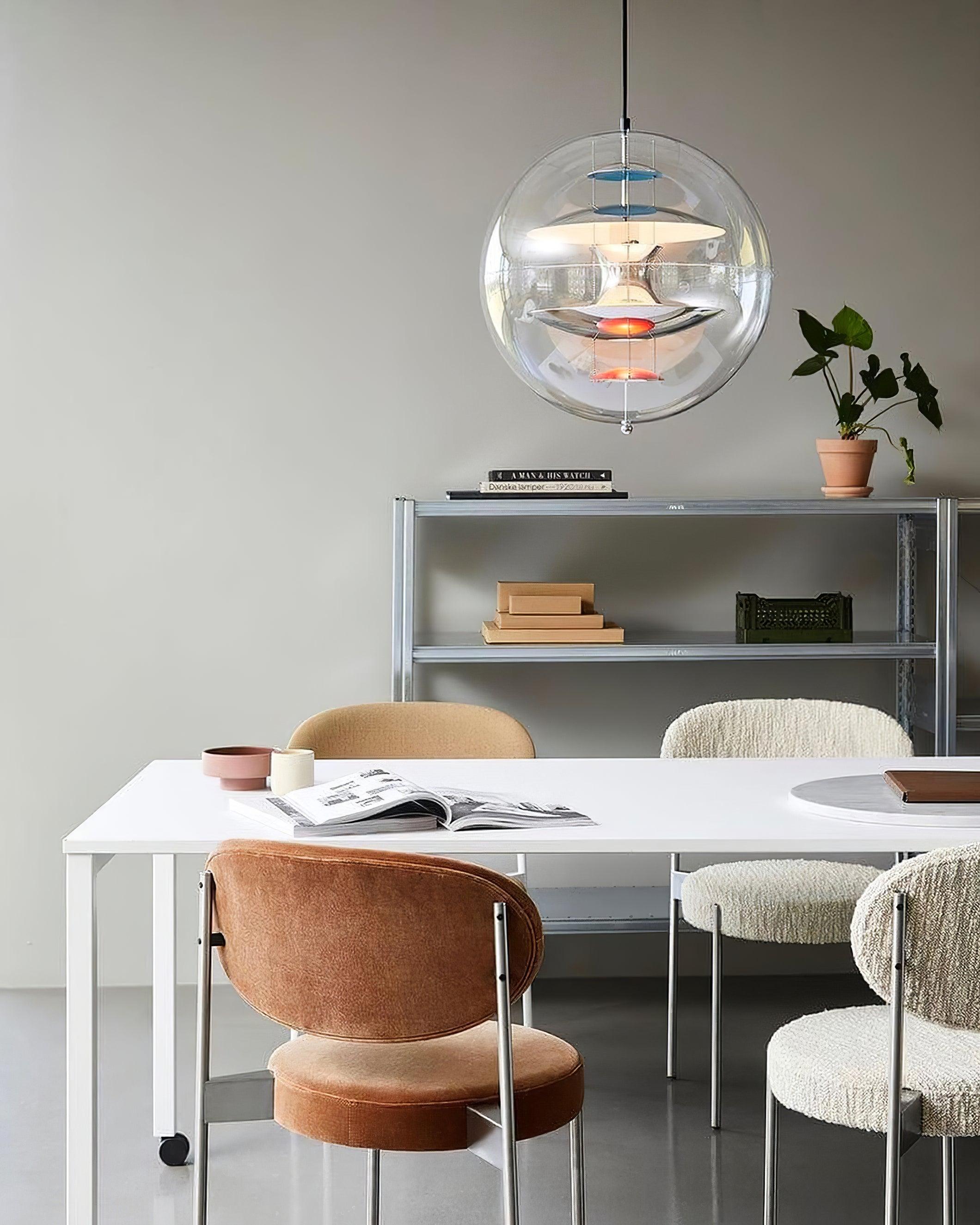 Pendant Lamp Floating Geometric Layers Clear Globe Futuristic Modern - Neutralighting