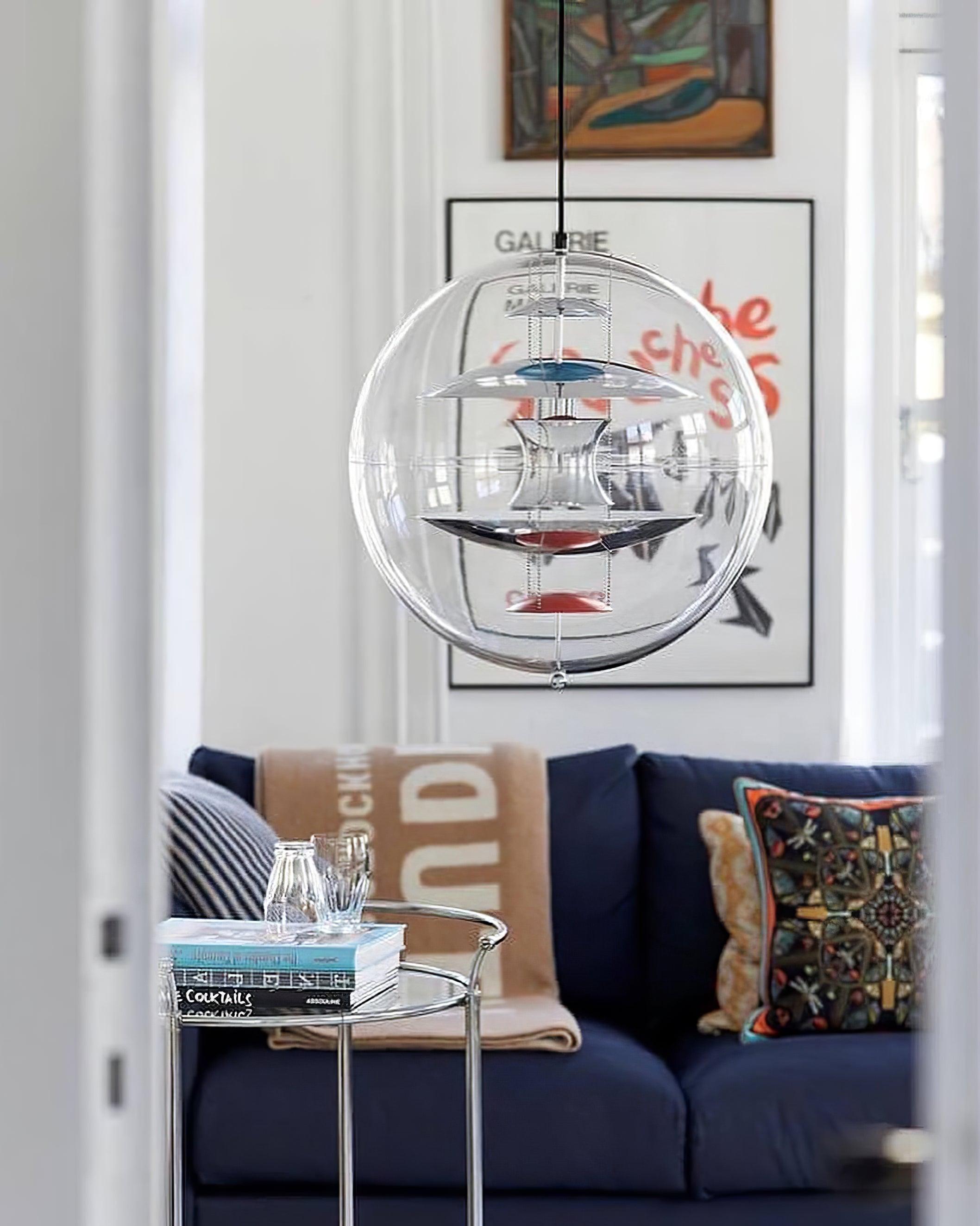 Pendant Lamp Floating Geometric Layers Clear Globe Futuristic Modern - Neutralighting