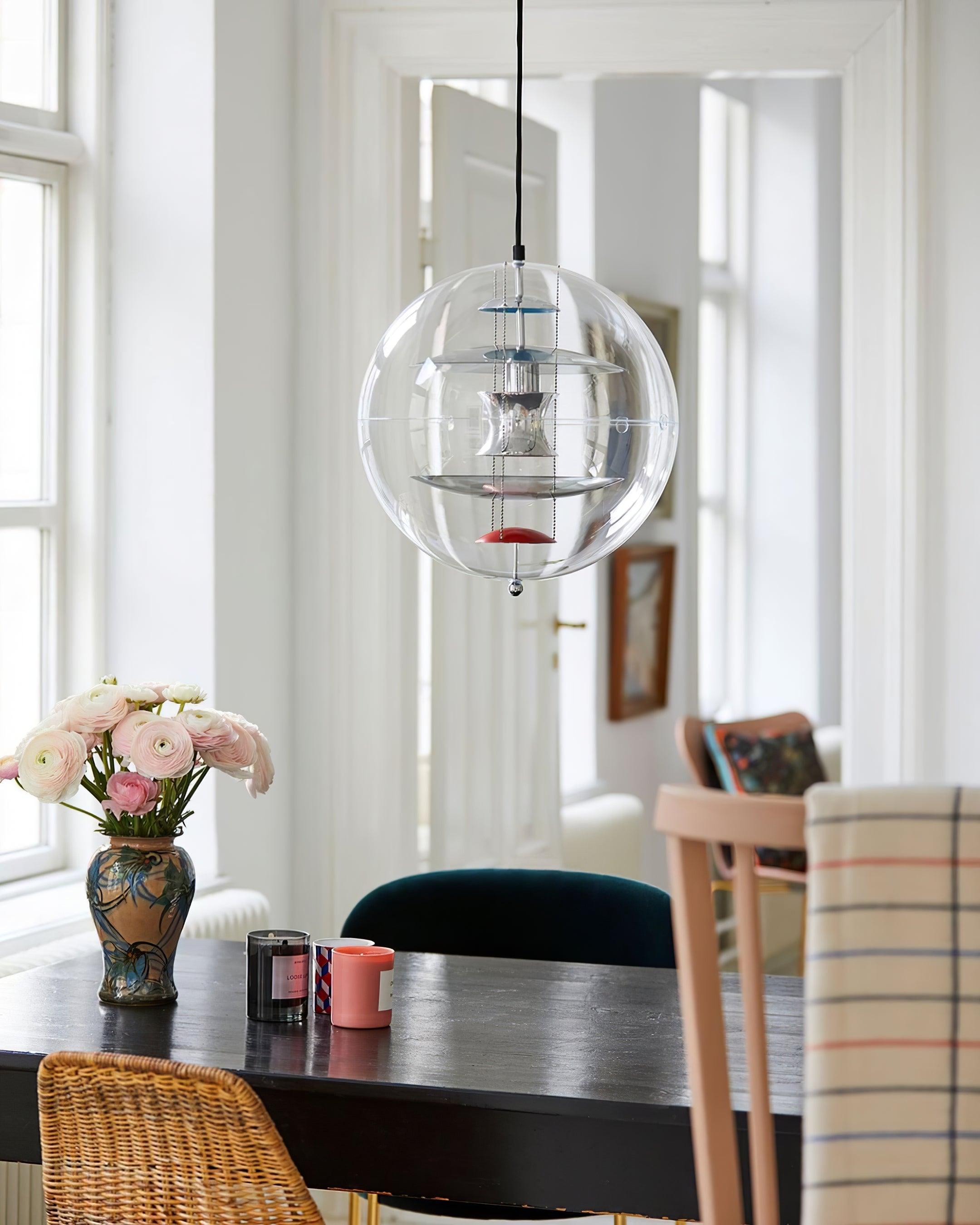 Pendant Lamp Floating Geometric Layers Clear Globe Futuristic Modern - Neutralighting