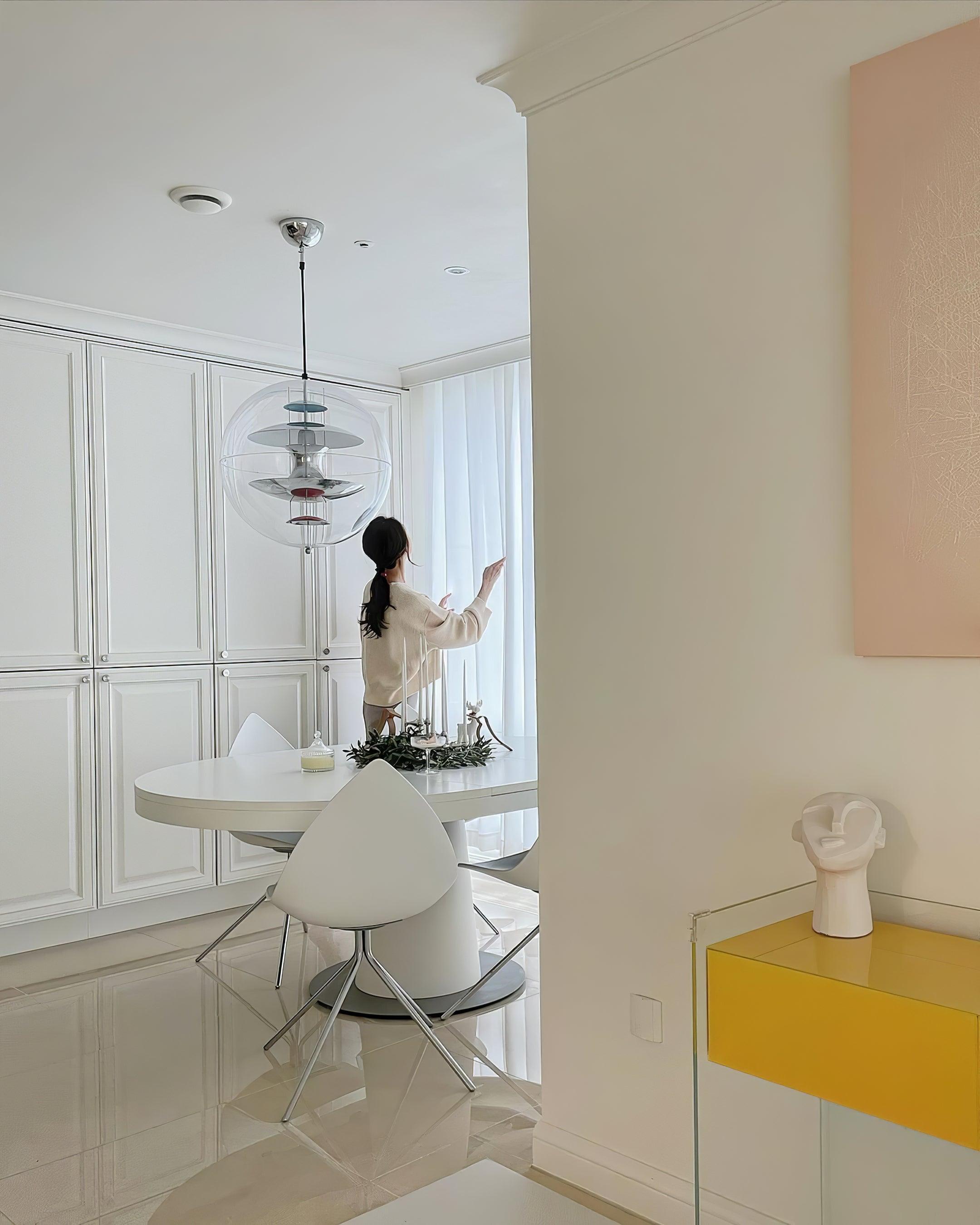 Pendant Lamp Floating Geometric Layers Clear Globe Futuristic Modern - Neutralighting