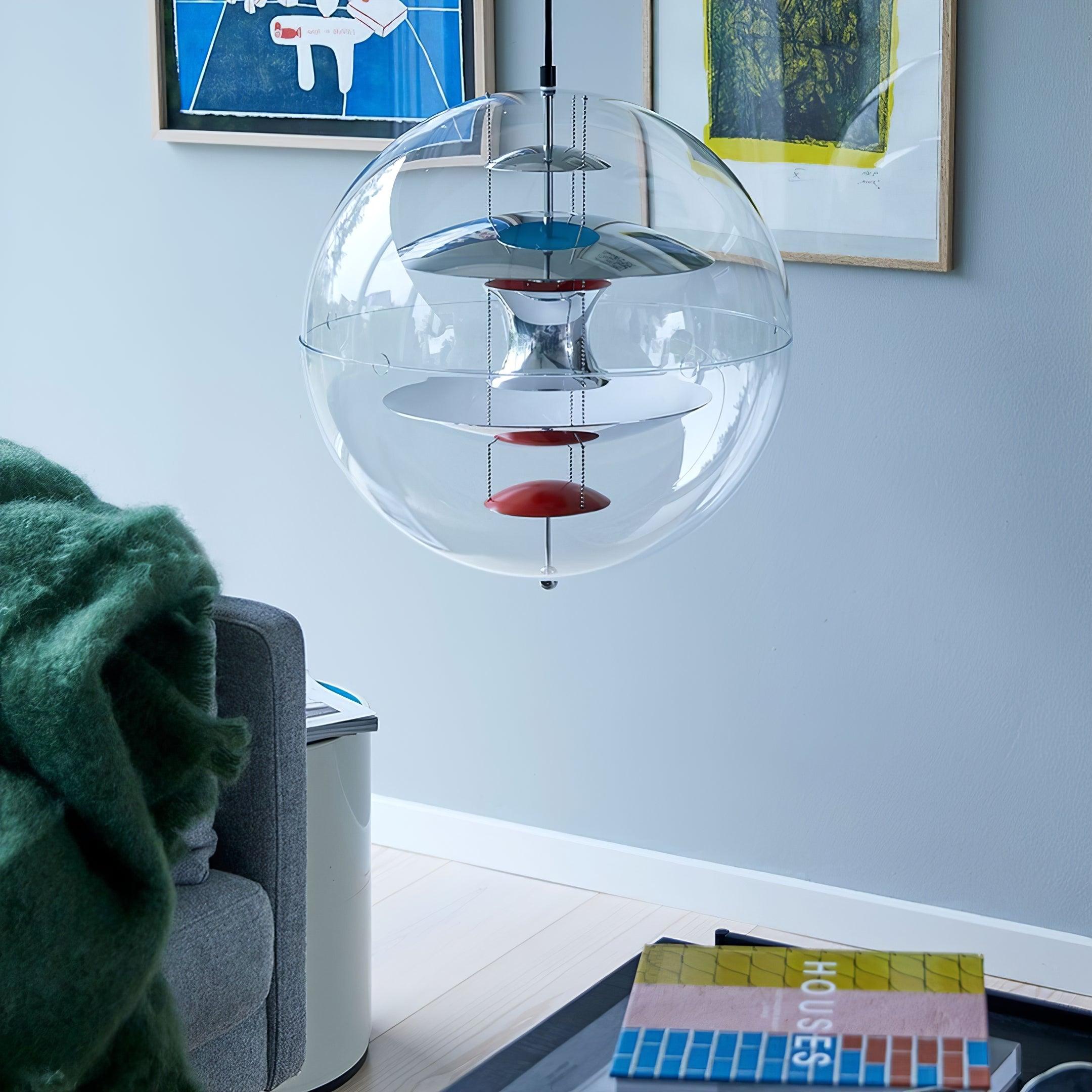 Pendant Lamp Floating Geometric Layers Clear Globe Futuristic Modern - Neutralighting