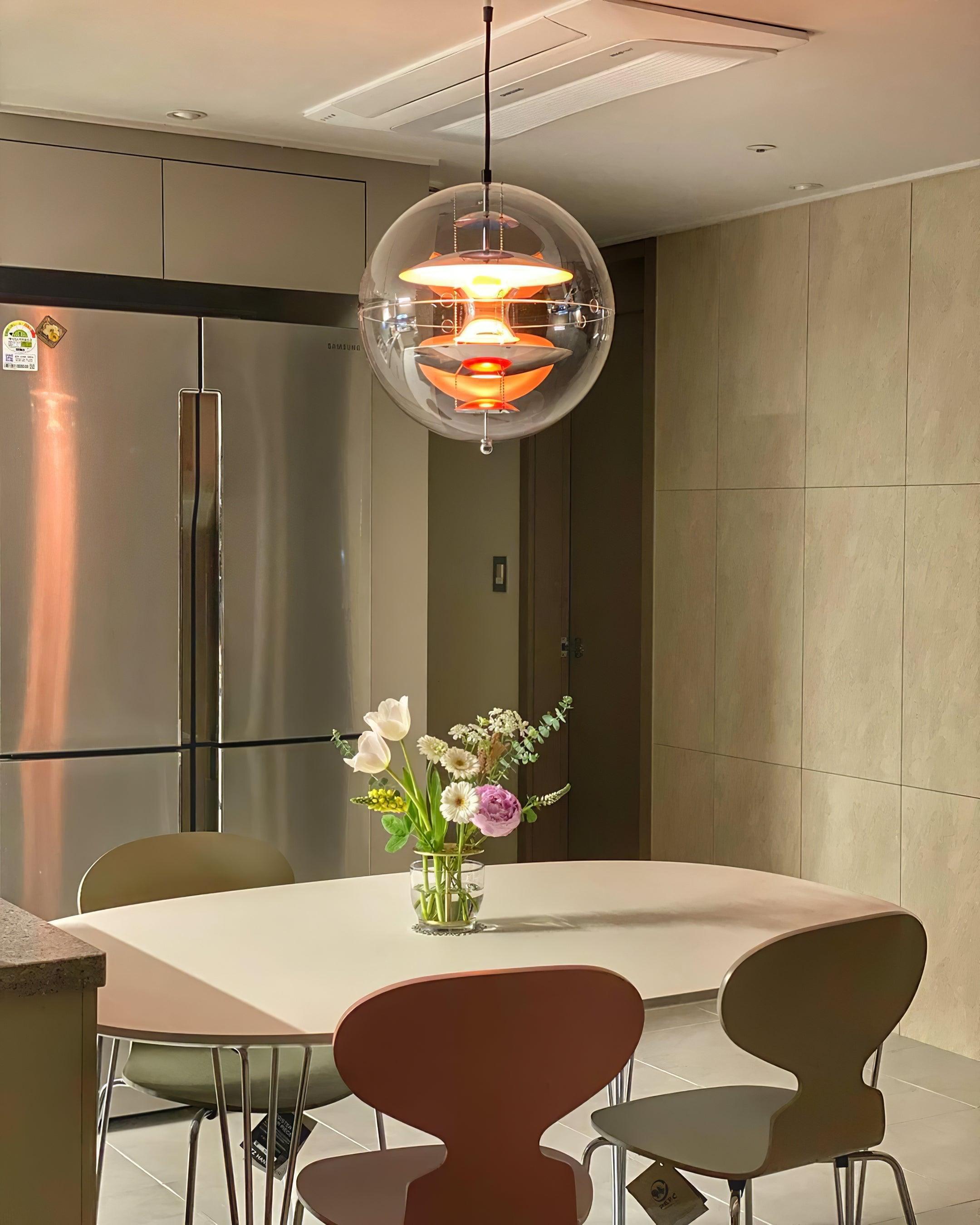 Pendant Lamp Floating Geometric Layers Clear Globe Futuristic Modern - Neutralighting