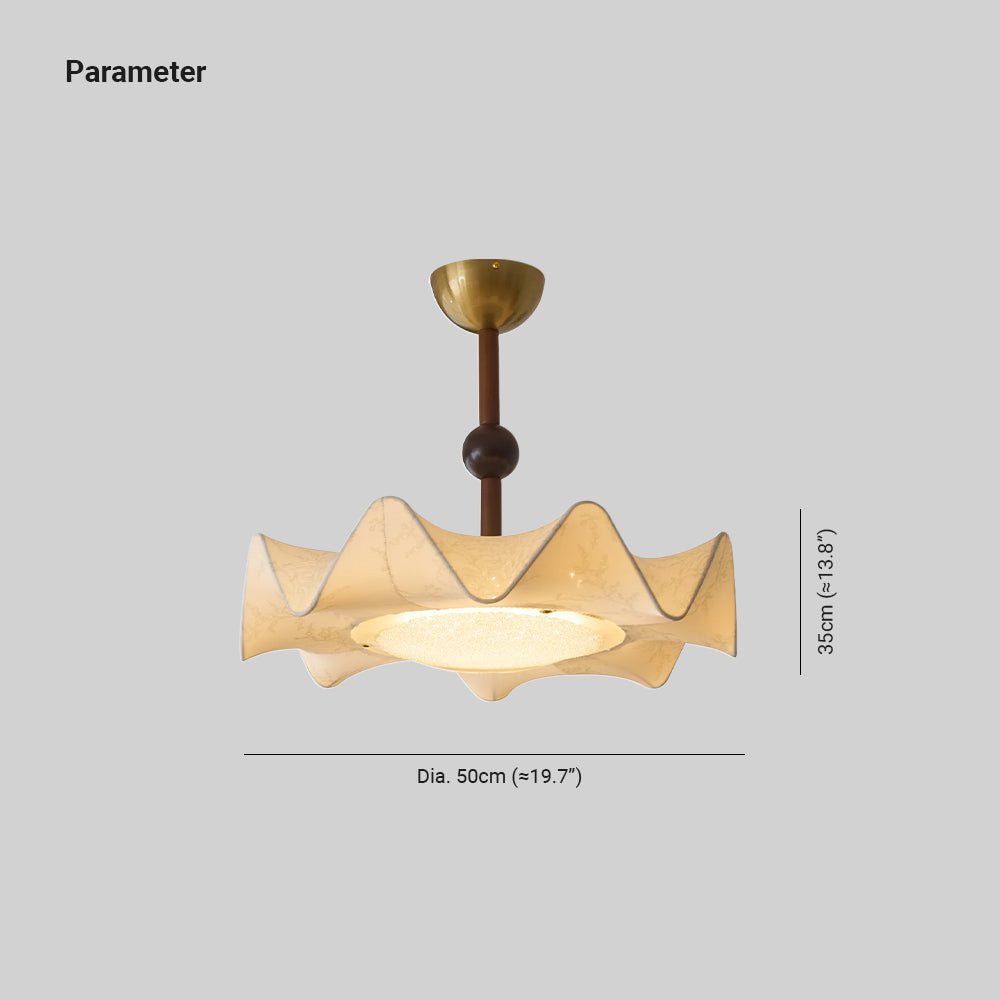 Cyrie Ceiling Light Floral-patterned etched fabric Wood - Neutralighting