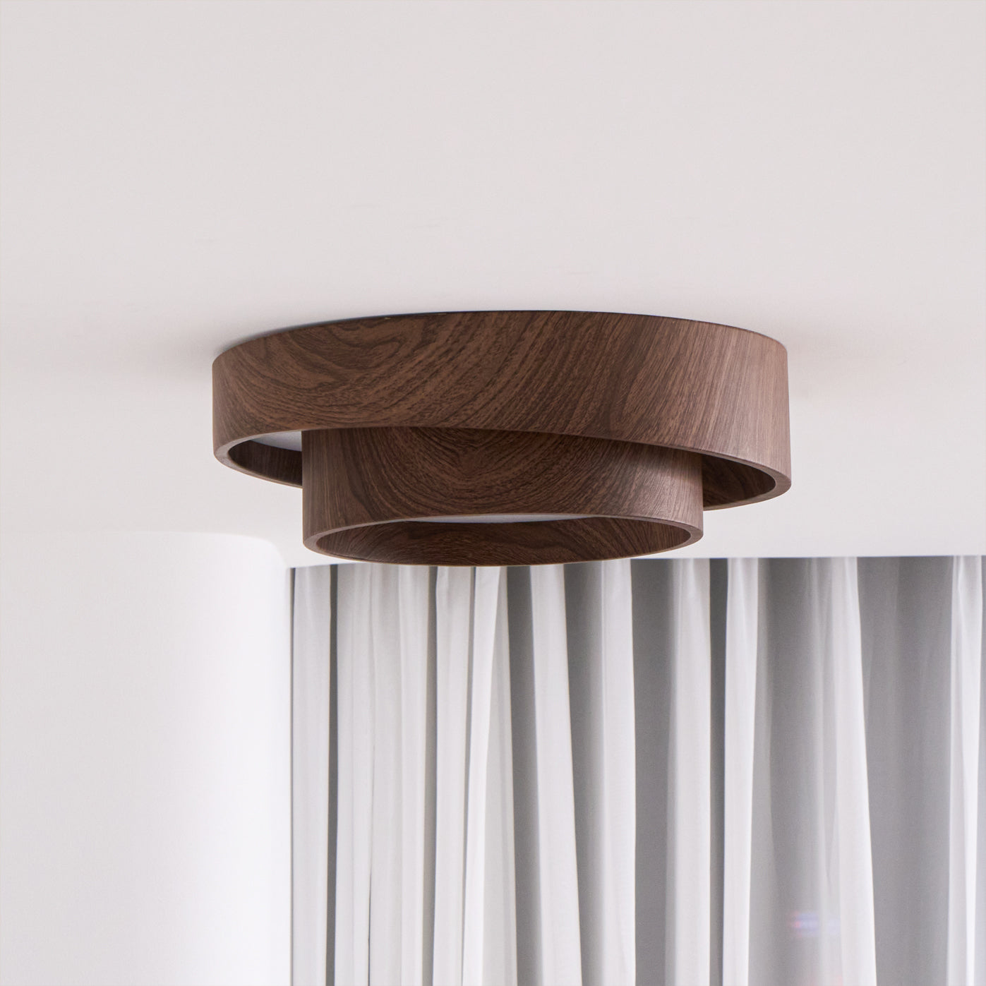Wavin Ceiling Light Double - Ring Walnut Color - Neutralighting