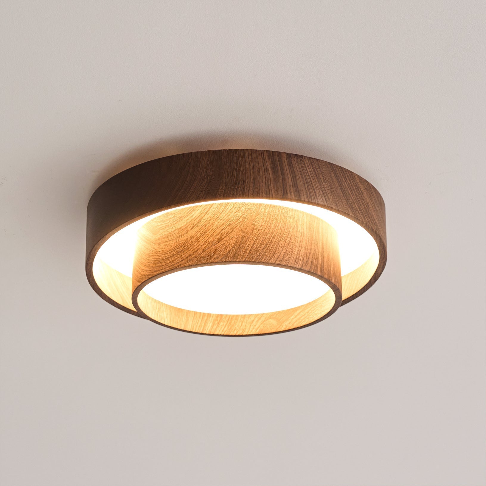 Wavin Ceiling Light Double - Ring Walnut Color - Neutralighting