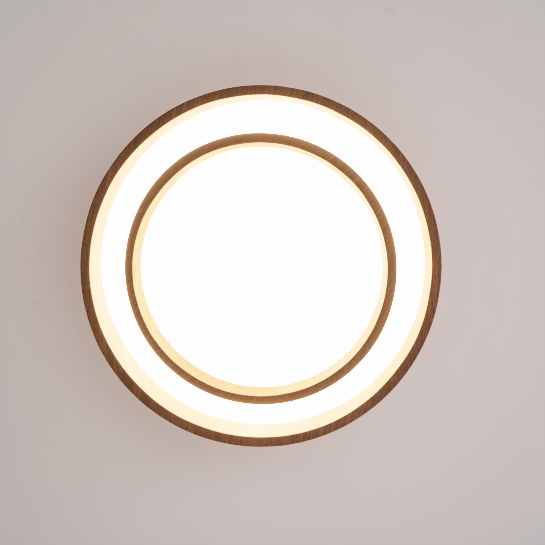 Wavin Ceiling Light Double - Ring Walnut Color - Neutralighting