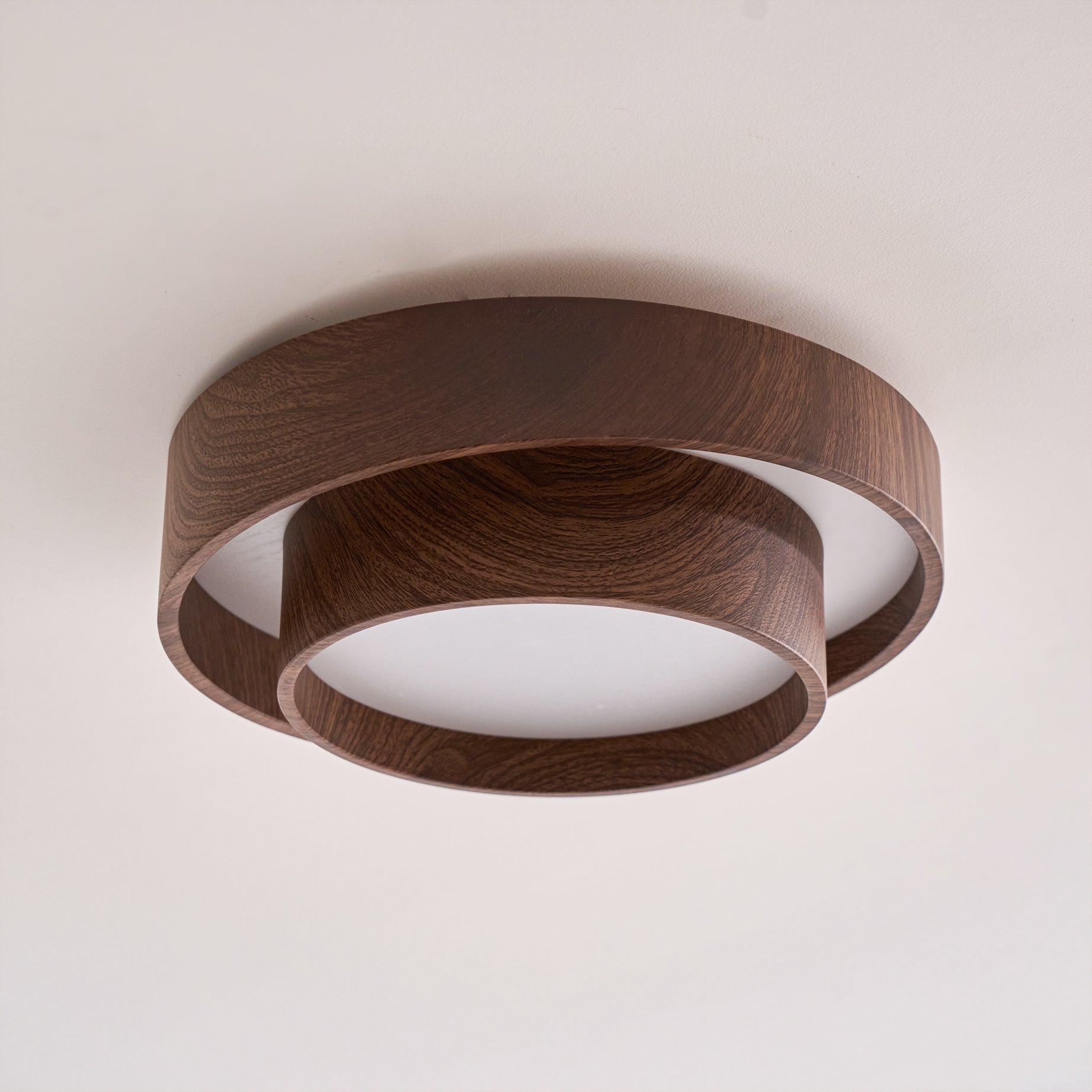 Wavin Ceiling Light Double - Ring Walnut Color - Neutralighting